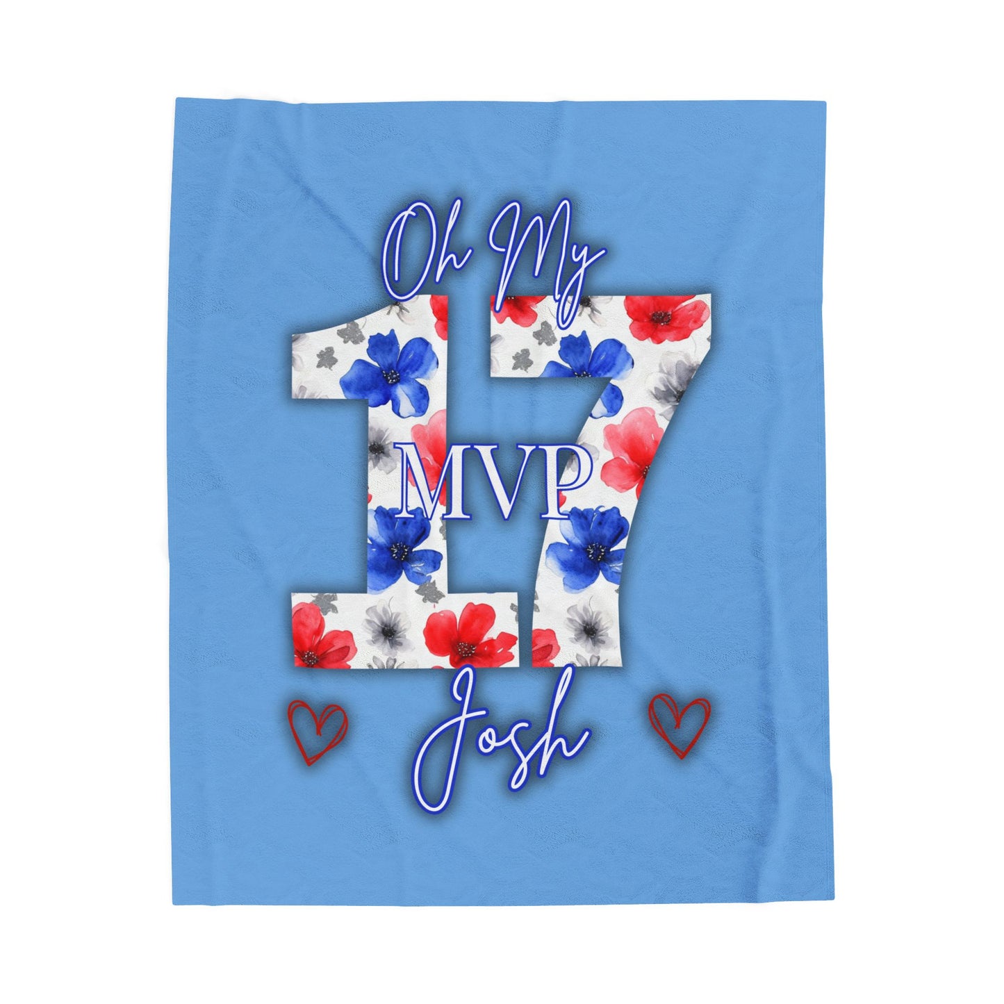 Josh Allen MVP Collection Velveteen Plush Blanket Baby Blue