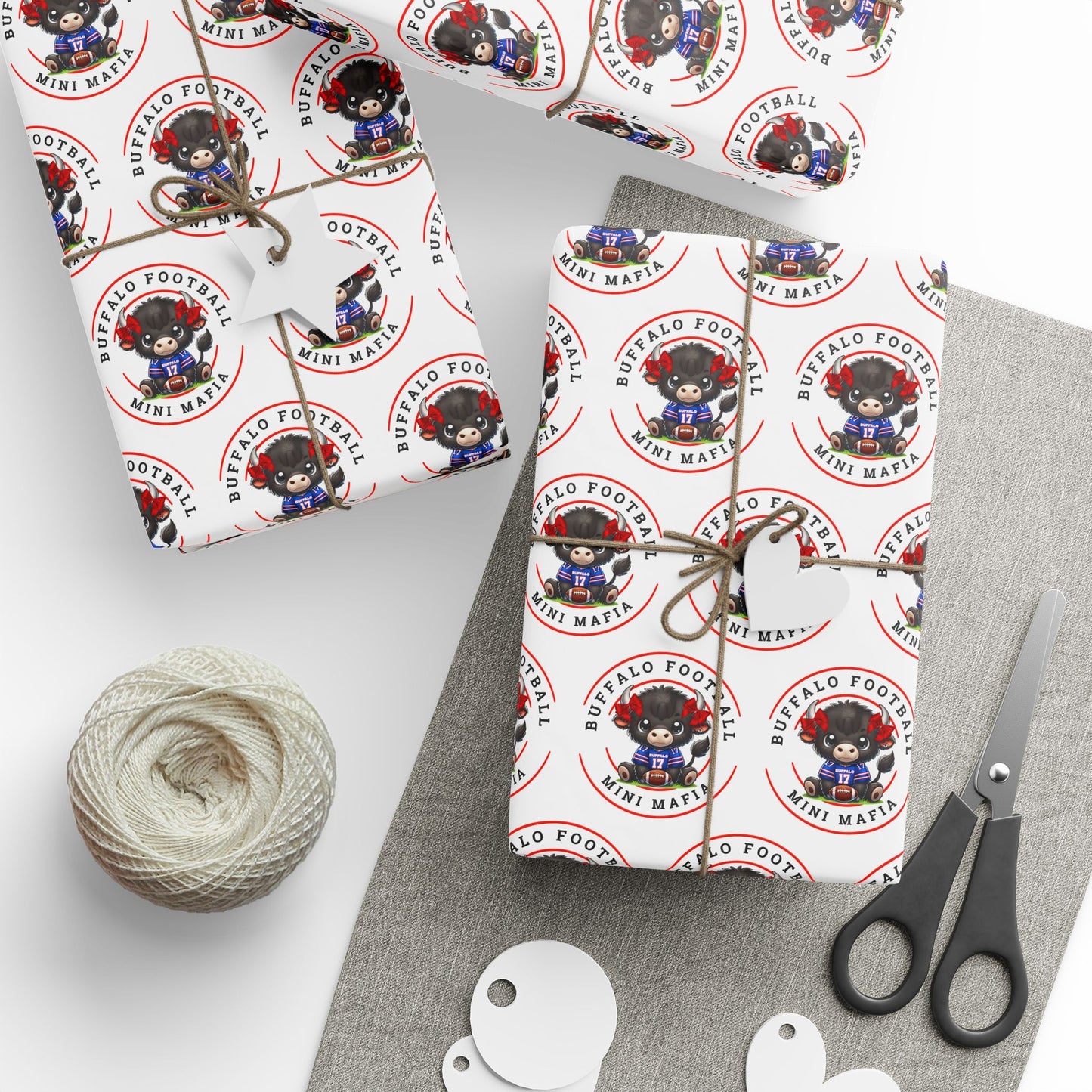 Mini Mafia in Bows Buffalo Football Wrapping Paper