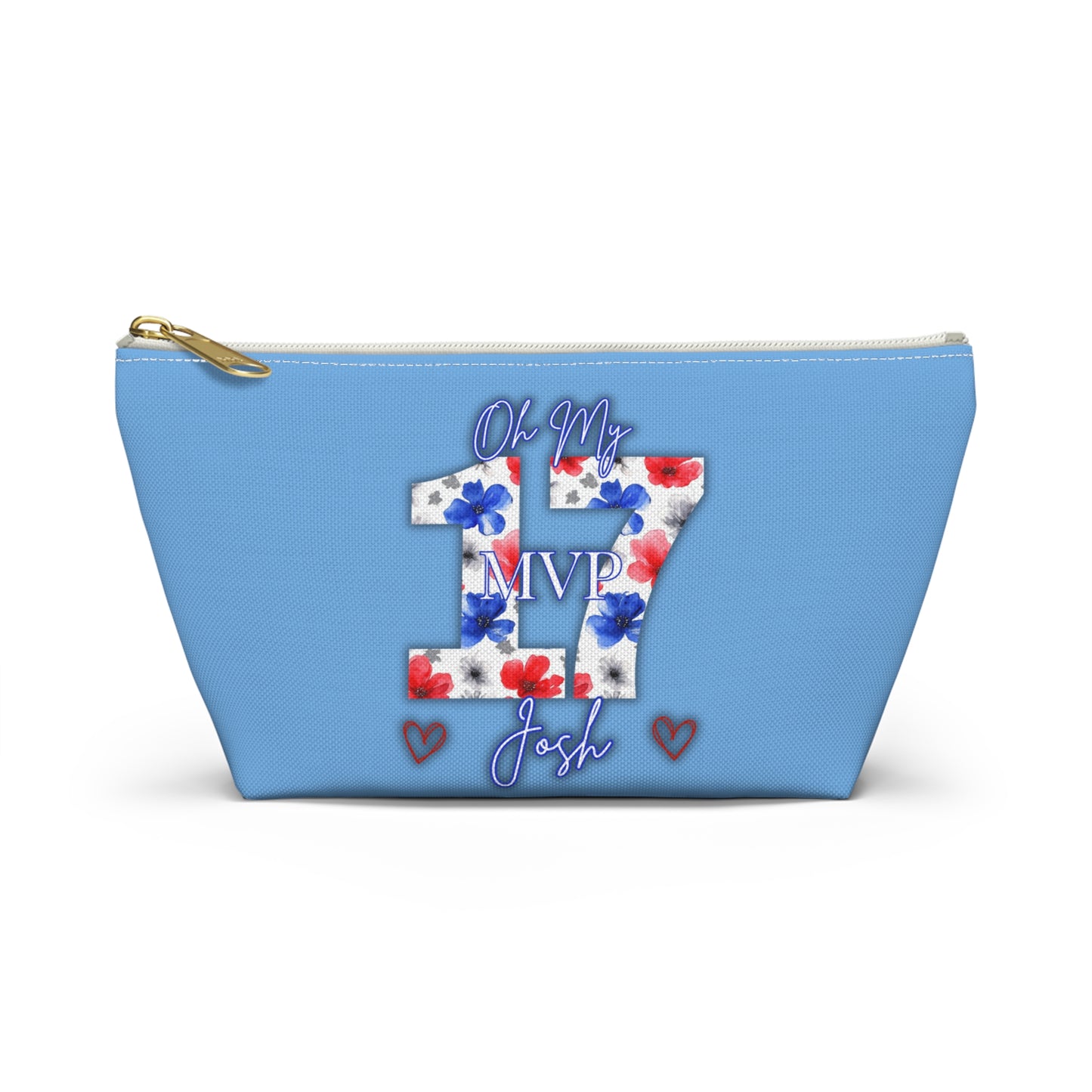 Oh My Josh Buffalo Football Retro Accessory Pouch w T-bottom ~ Baby Blue