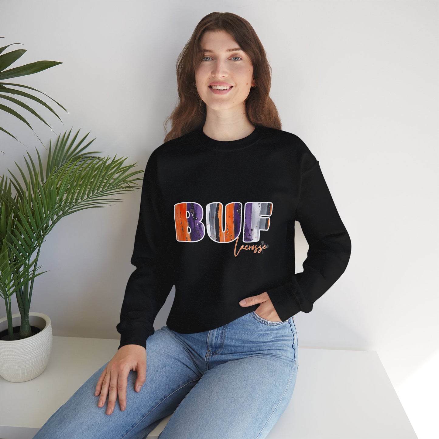 Bandits Plaid BUF Watercolor Unisex Heavy Blend™ Crewneck Sweatshirt