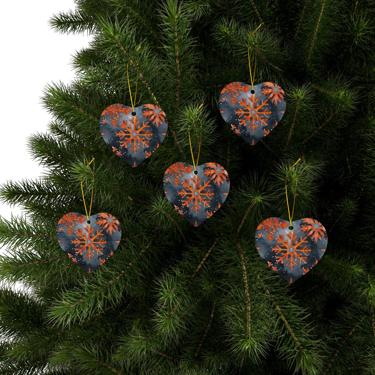 Buffalo Bandits Snowflake Watercolor Ceramic Ornament: 2-Side Print, Available in (1pc, 3pcs, 5pcs, 10pcs)