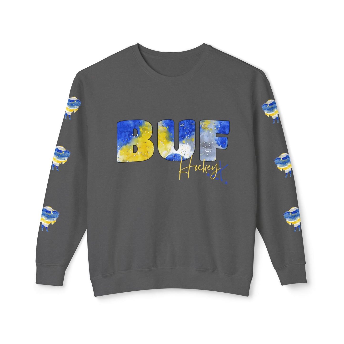 Watercolor BUF Sabres Unisex Lightweight Crewneck Sweatshirt