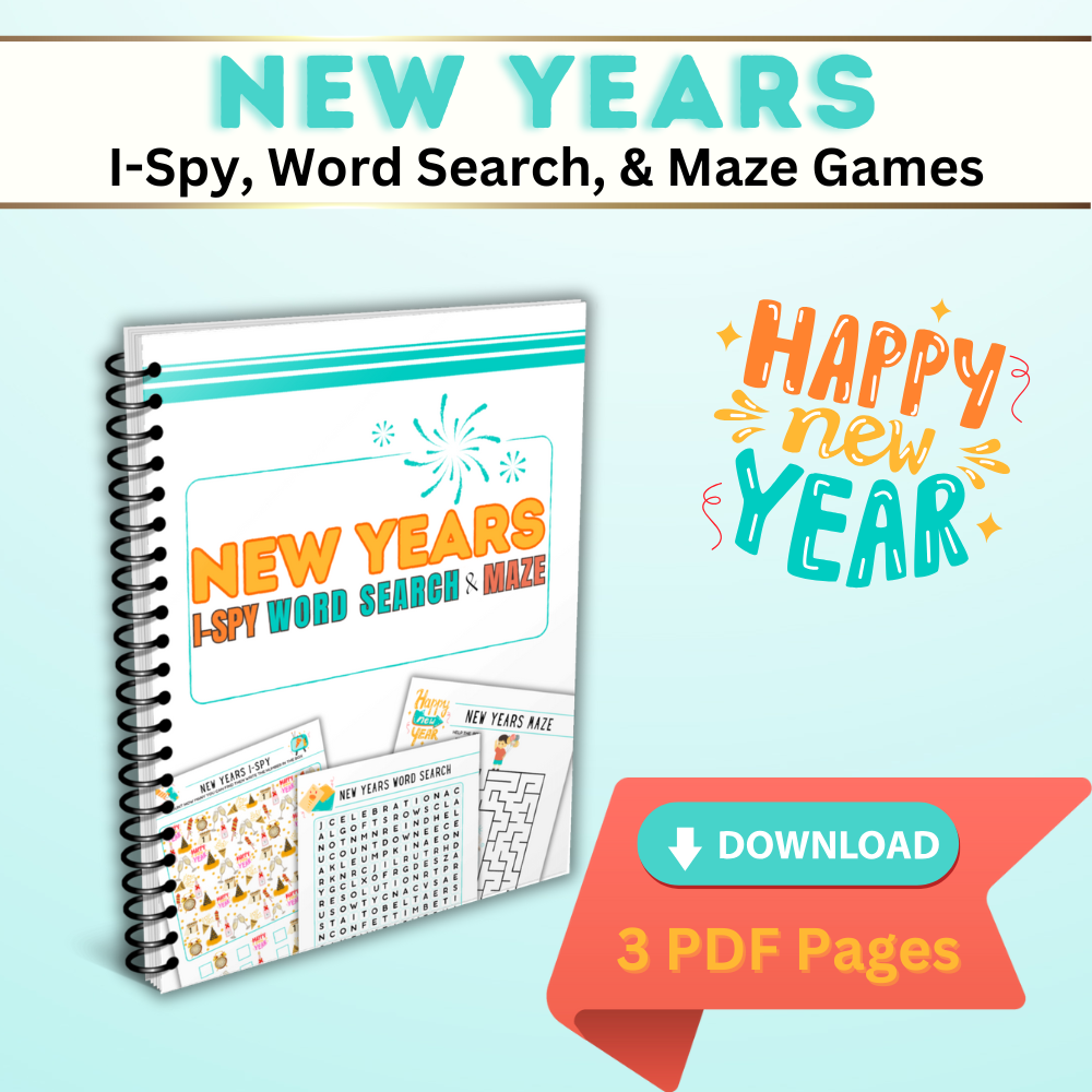 New Years Packet of Games, Coloring and Kids Crafts