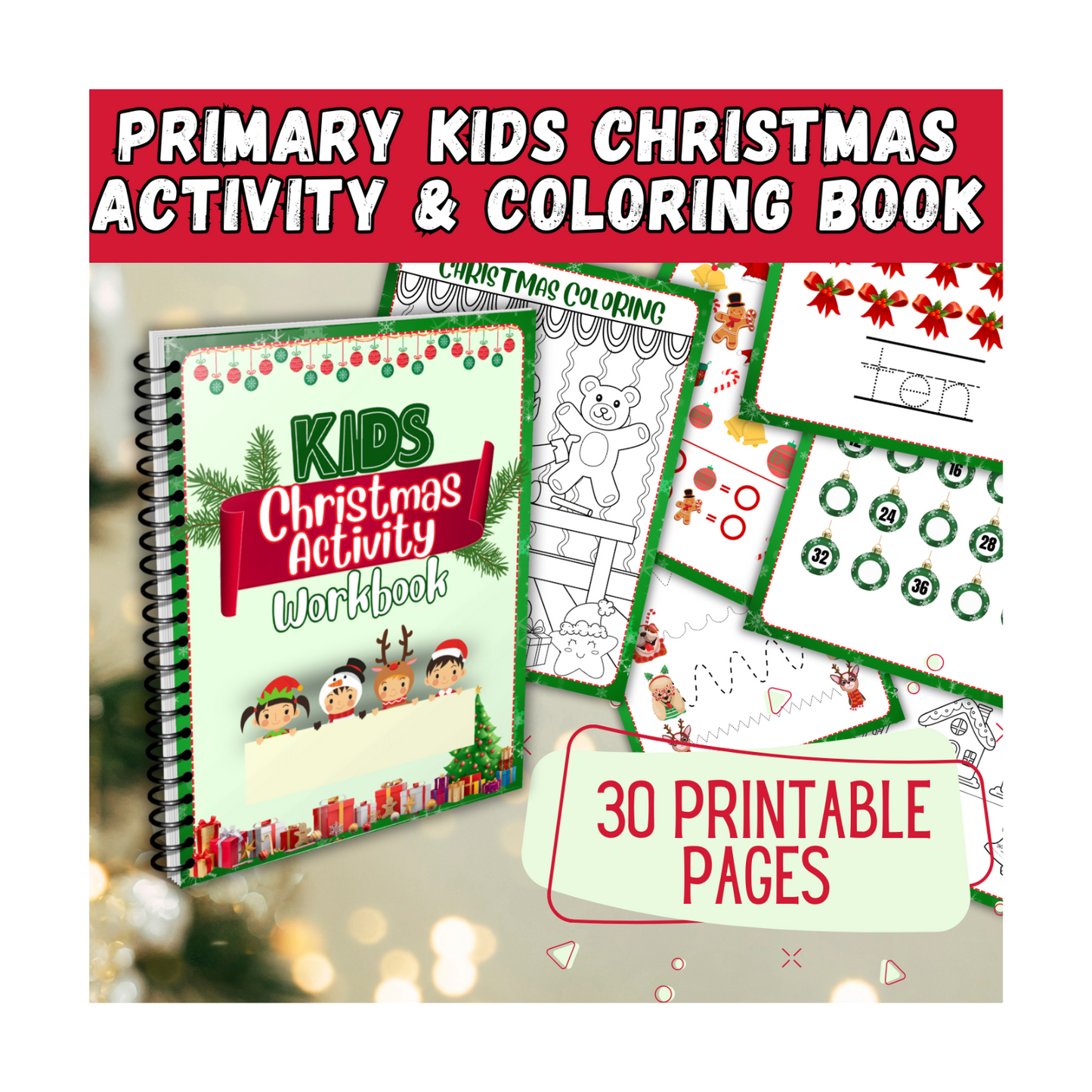 Primary Kids Christmas Activity Workbook