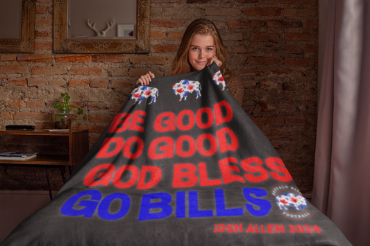 Josh Allen MVP "Be Good, Do Good" Collection Velveteen Plush Blanket ~ Black