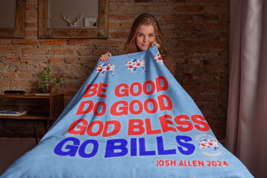 Josh Allen MVP "Be Good, Do Good" Collection Velveteen Plush Blanket ~ Baby Blue