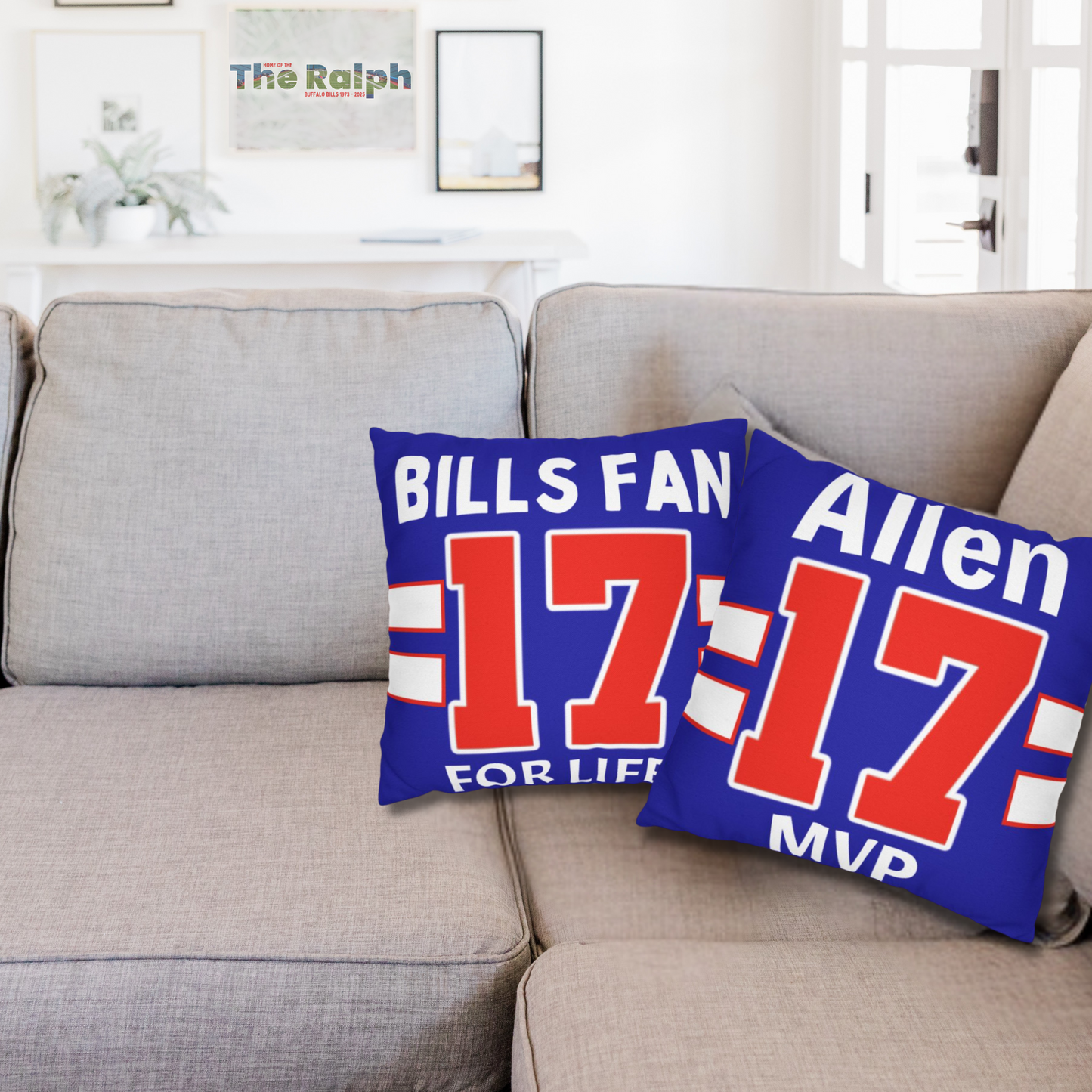 MVP #17 Buffalo Football Fan Spun Polyester Square Pillow Case