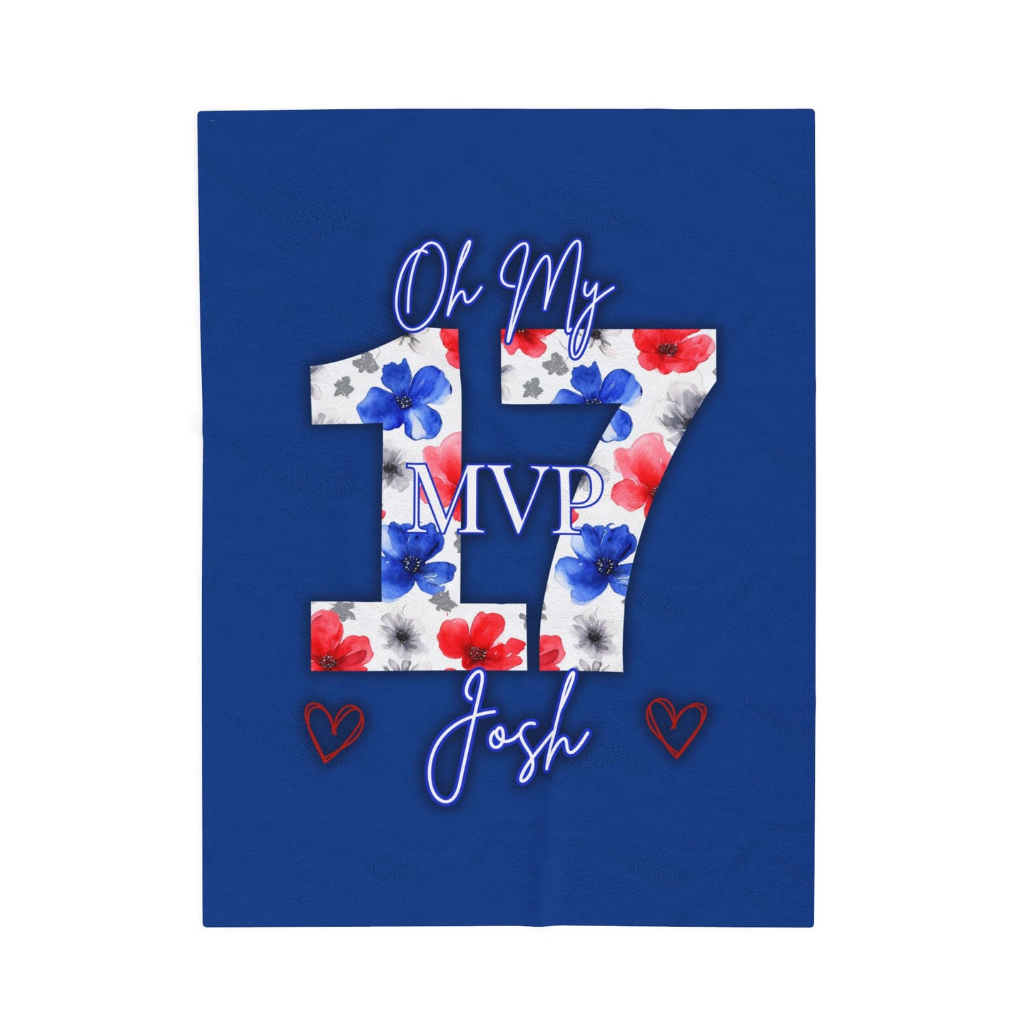 Josh Allen MVP Collection Velveteen Plush Blanket Dark Blue