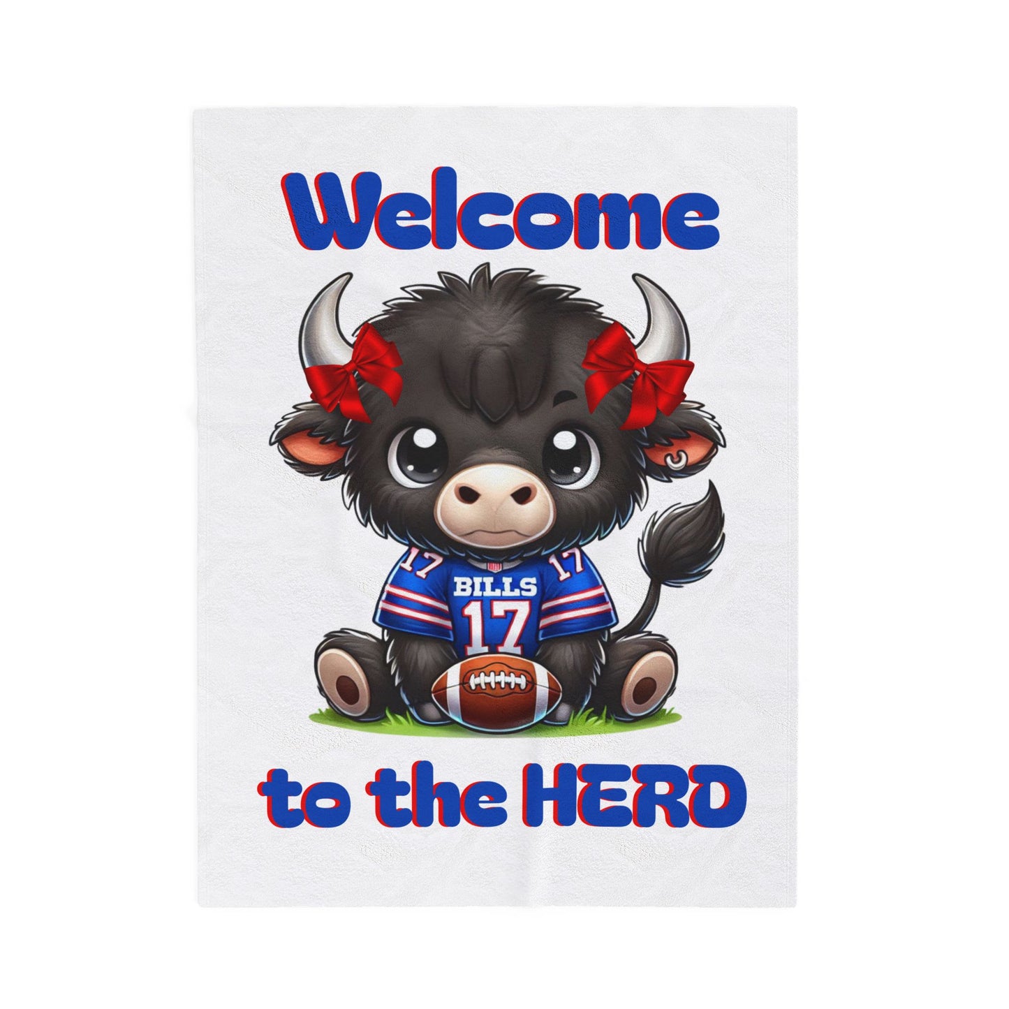 Welcome to the Herd: Children’s Buffalo Football Velveteen Blanket – Cozy Comfort for Little Fans (Buffalo with bows)
