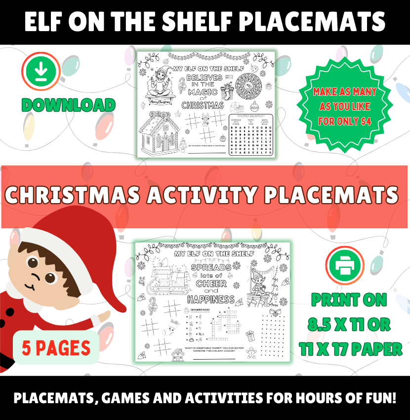 Elf on the Shelf Activity Placemats