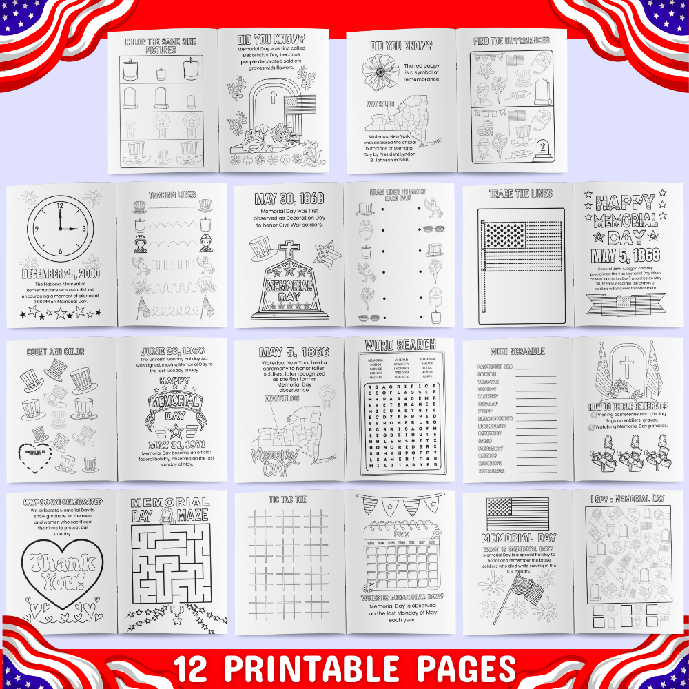 Memorial Day Activity Packet (over 100 printable pages)