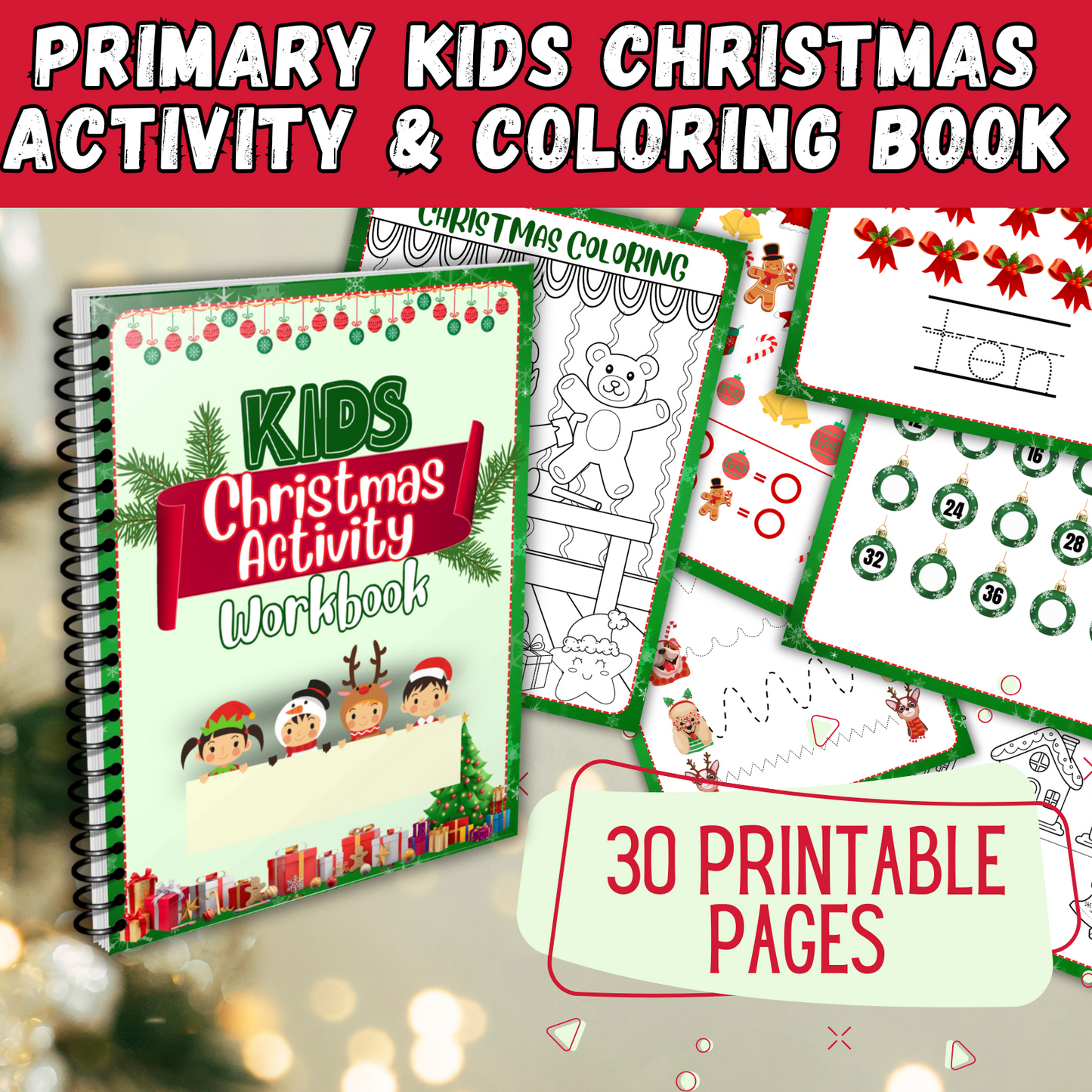 Primary Kids Christmas Activity Workbook