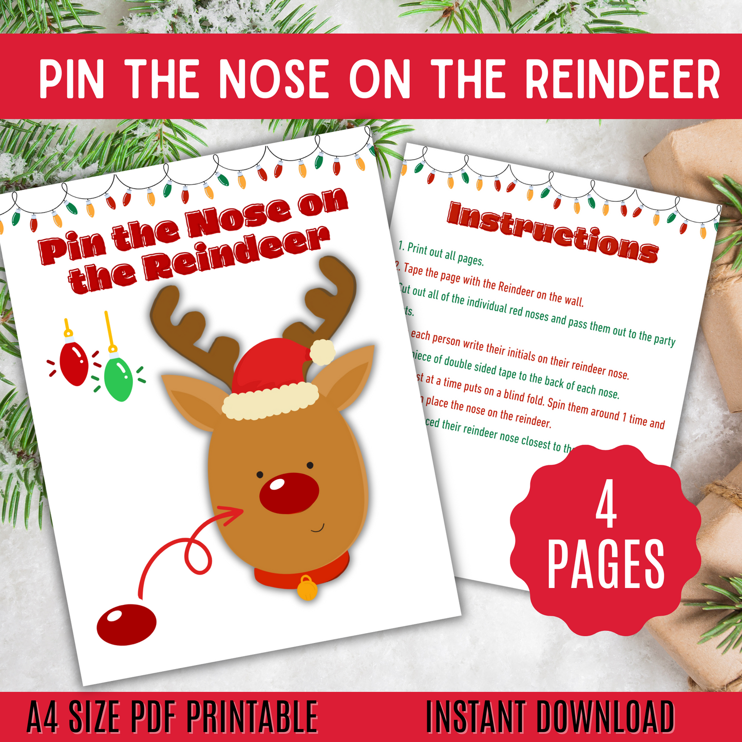 Pin the Nose on the Reindeer Game