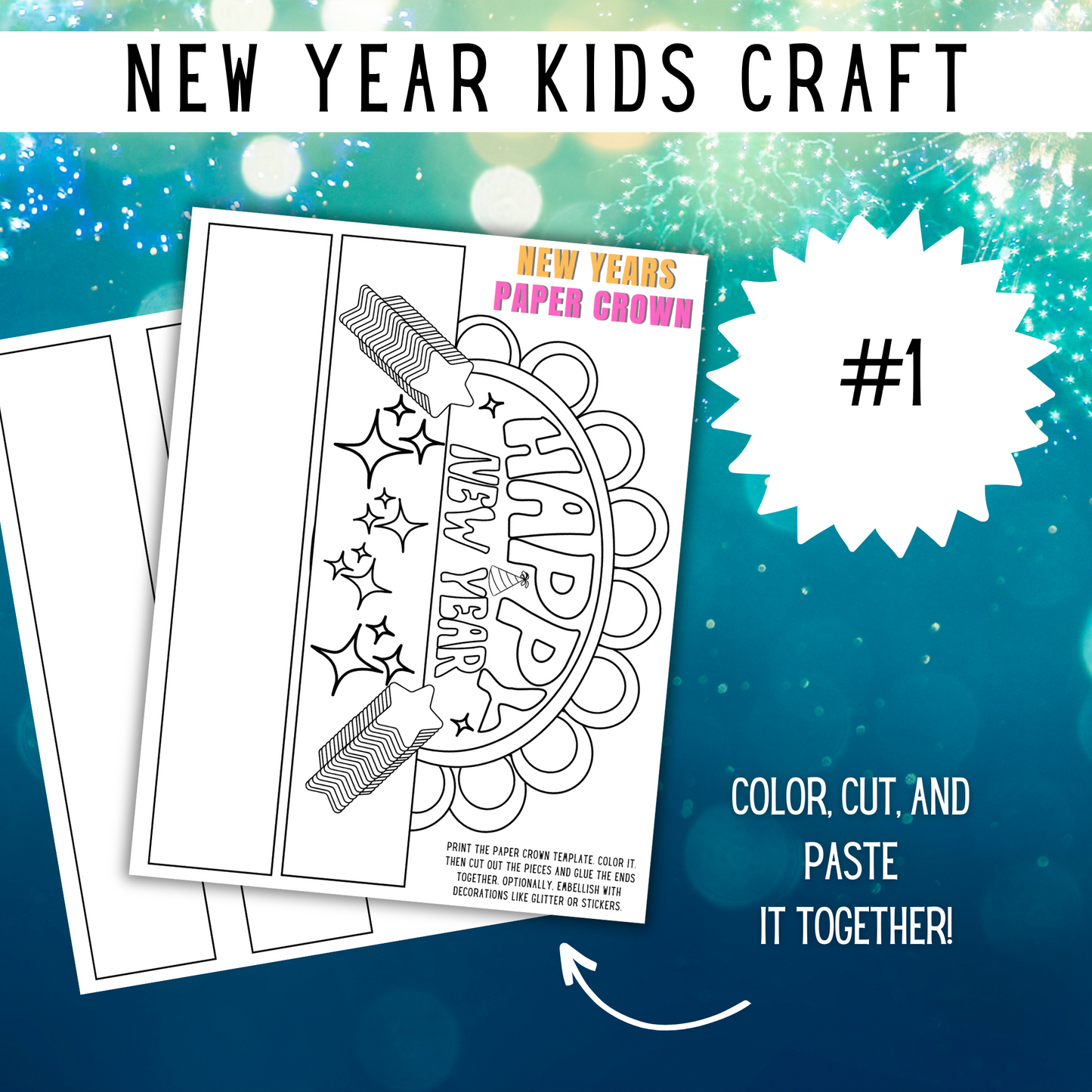 New Years Packet of Games, Coloring and Kids Crafts