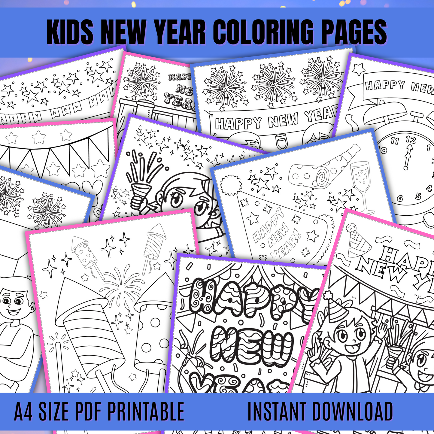 New Years Packet of Games, Coloring and Kids Crafts