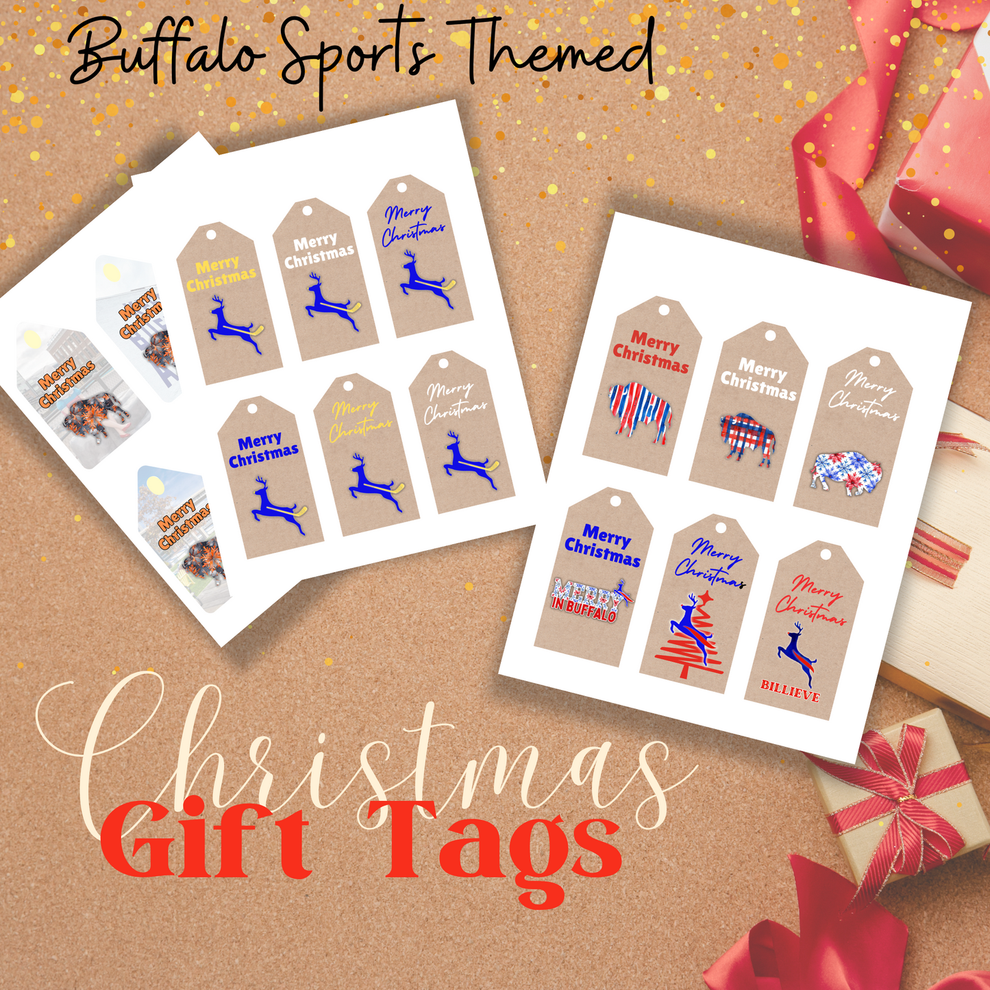 Buffalo Sports Themed Gift Tags