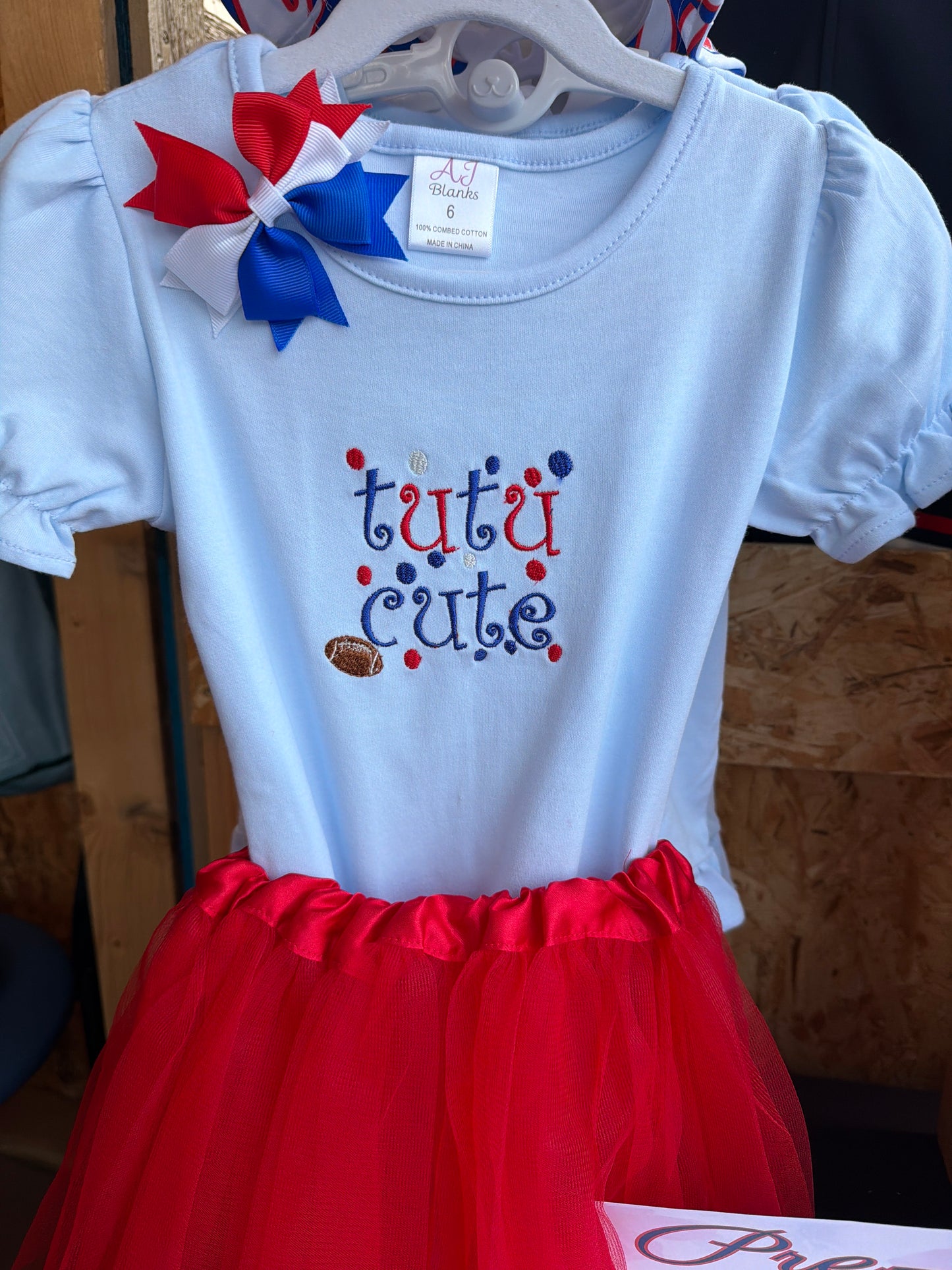 Tutu Cute Short Sleeve Ruffle Outfits (Light Blue or White Shirt)