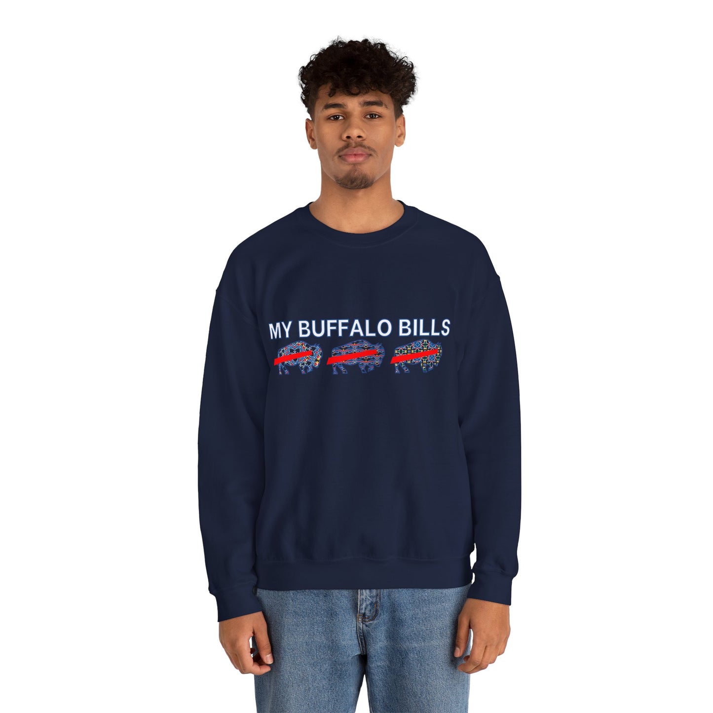 Buffalo Football Mash Up Unisex Heavy Blend™ Crewneck Sweatshirt