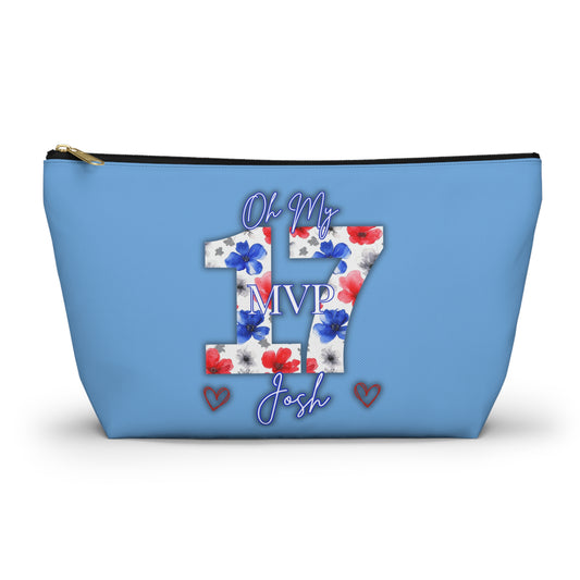 Oh My Josh Buffalo Football Retro Accessory Pouch w T-bottom ~ Baby Blue