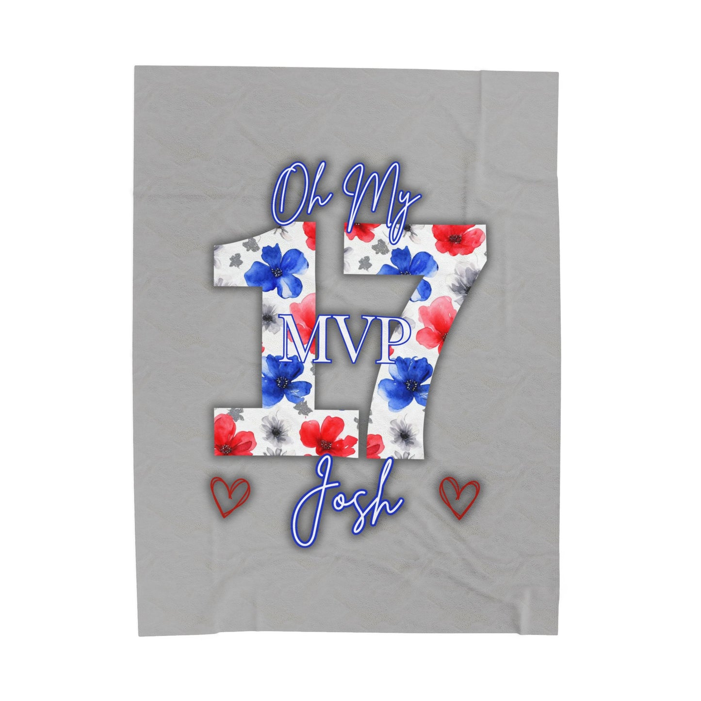Josh Allen MVP Collection Velveteen Plush Blanket ~Gray