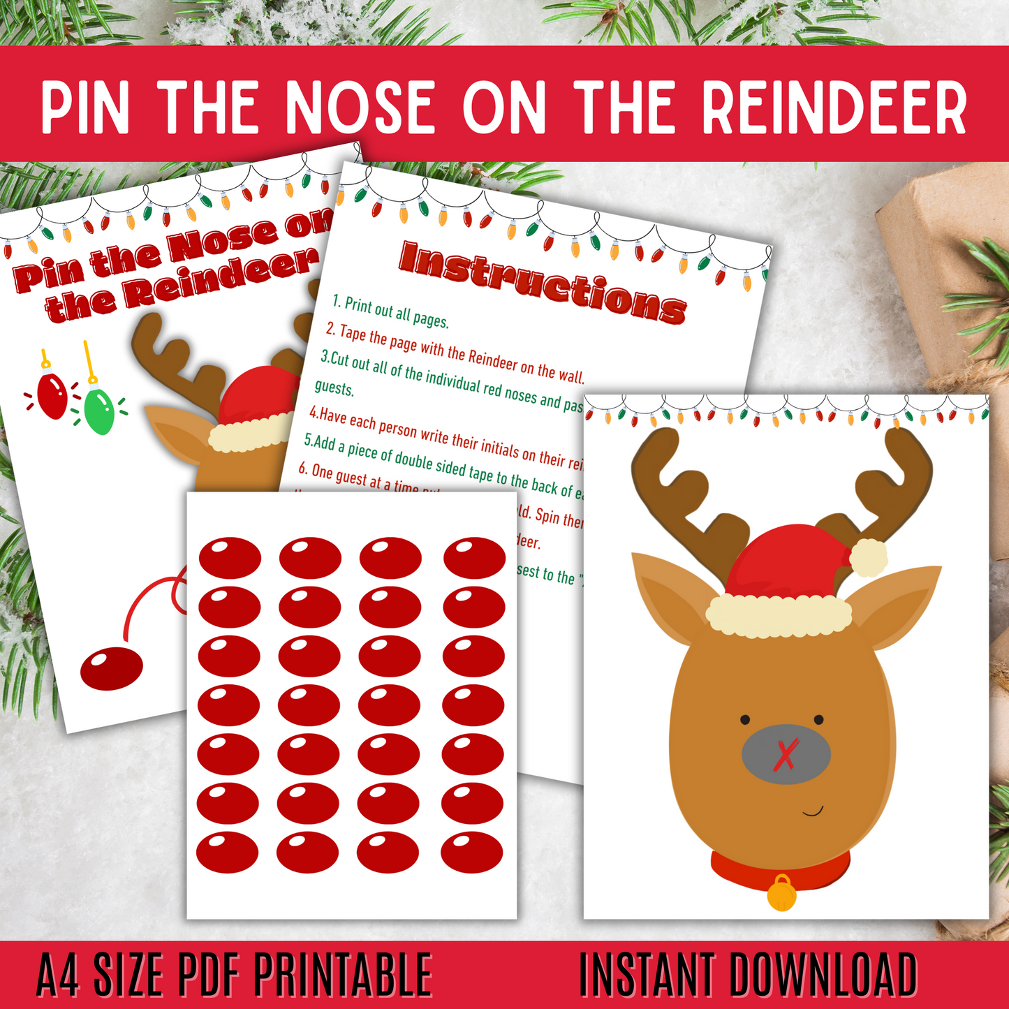 Pin the Nose on the Reindeer Game