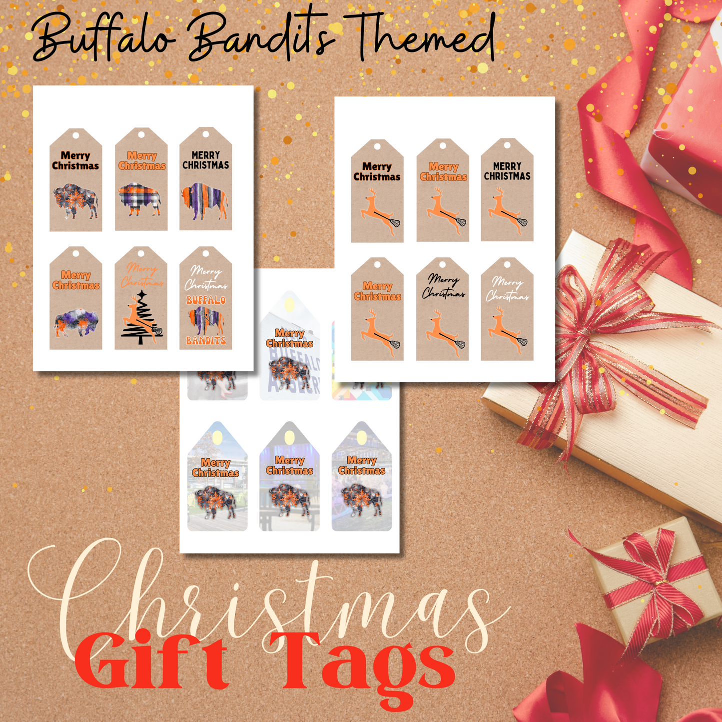 Buffalo Sports Themed Gift Tags