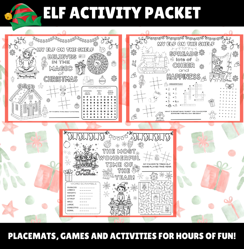 Elf on the Shelf Activity Placemats