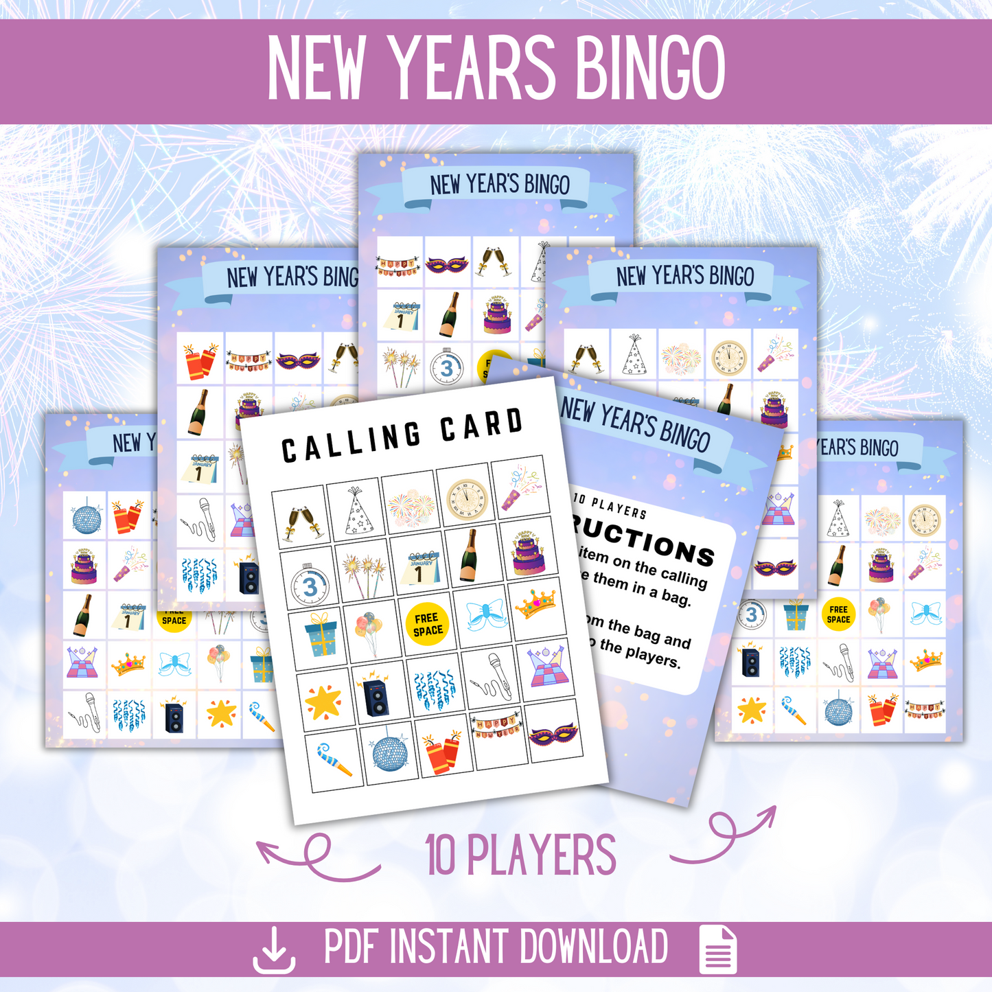 New Years Packet of Games, Coloring and Kids Crafts