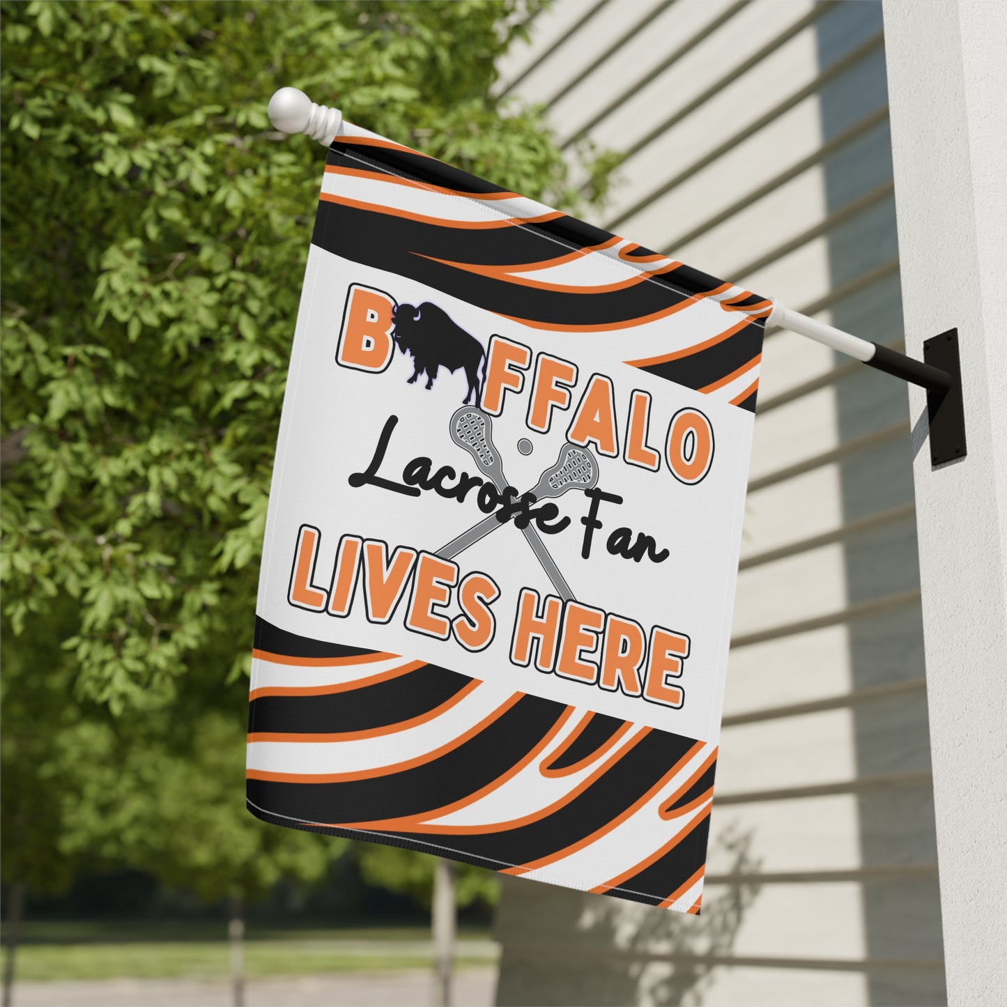 Buffalo Lacrosse Fan Animal Stripe Garden Flag