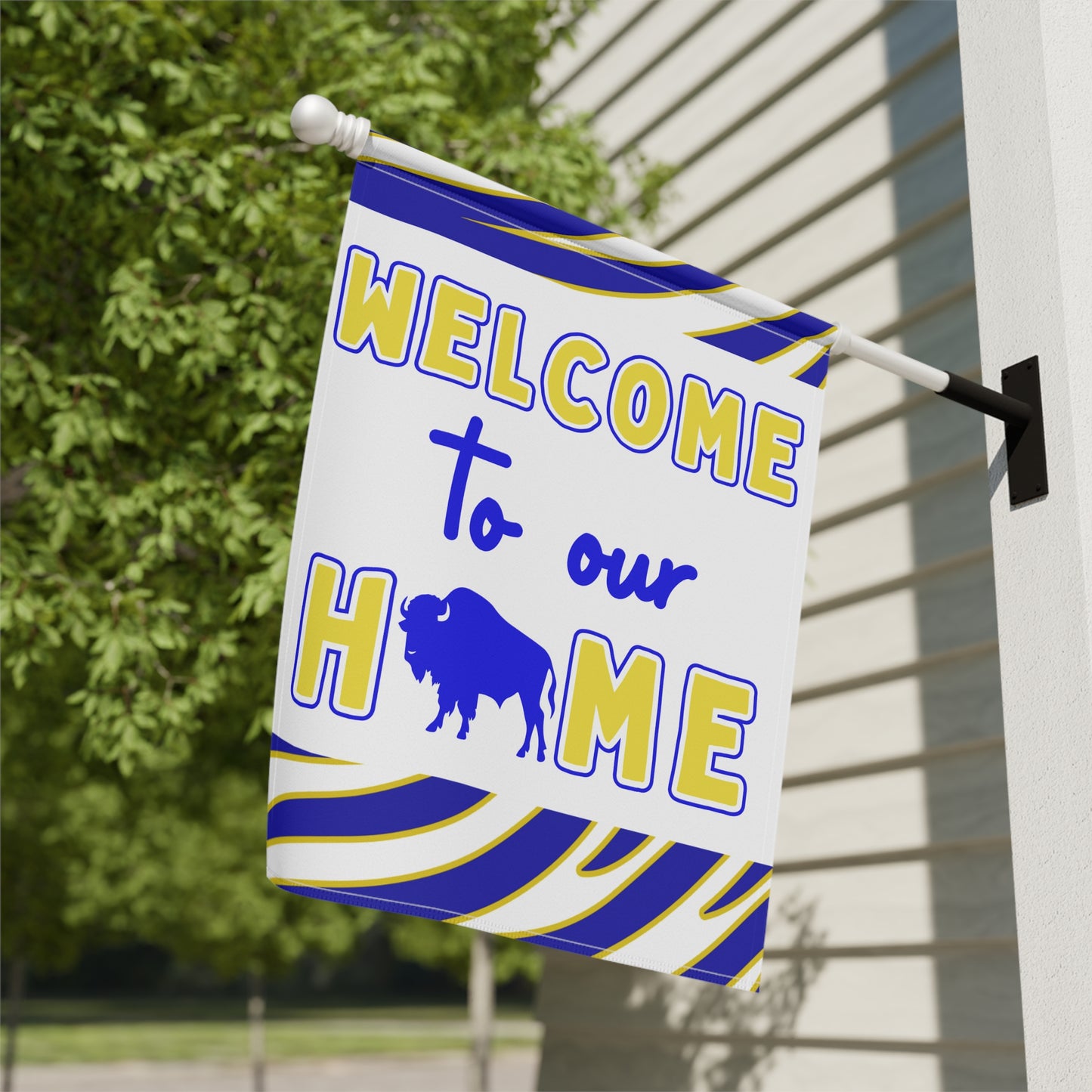 Blue & Gold Welcome to Our Home House & Garden Flags