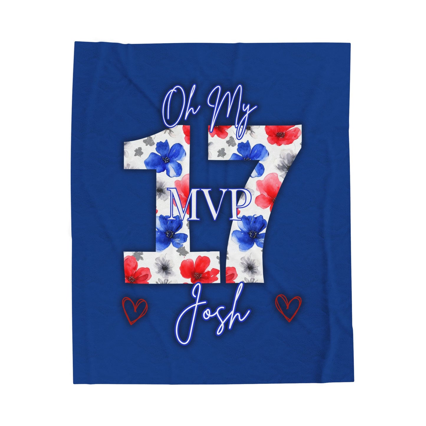 Josh Allen MVP Collection Velveteen Plush Blanket Dark Blue
