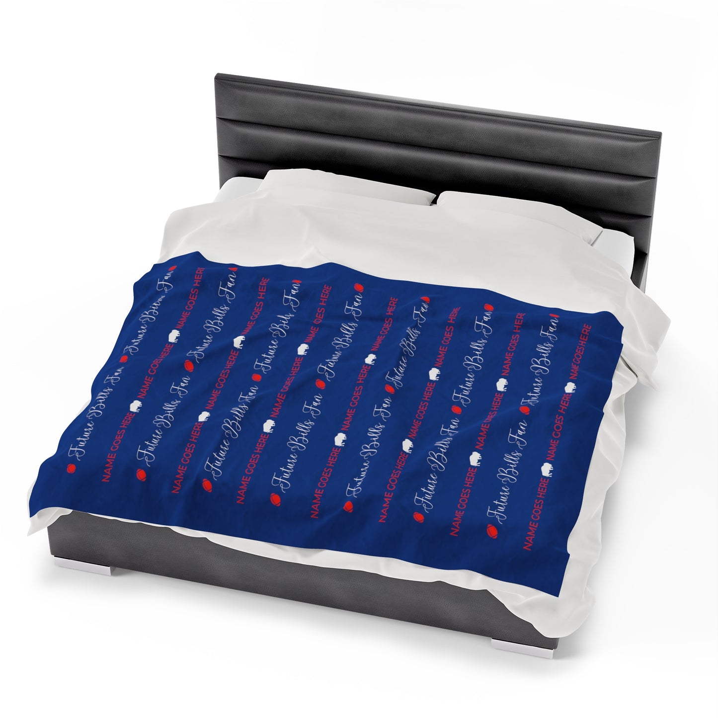 PERSONALIZED FOR FREE WITH BABIES NAME: Red and Blue Future Bills Fan Velveteen Plush Blanket