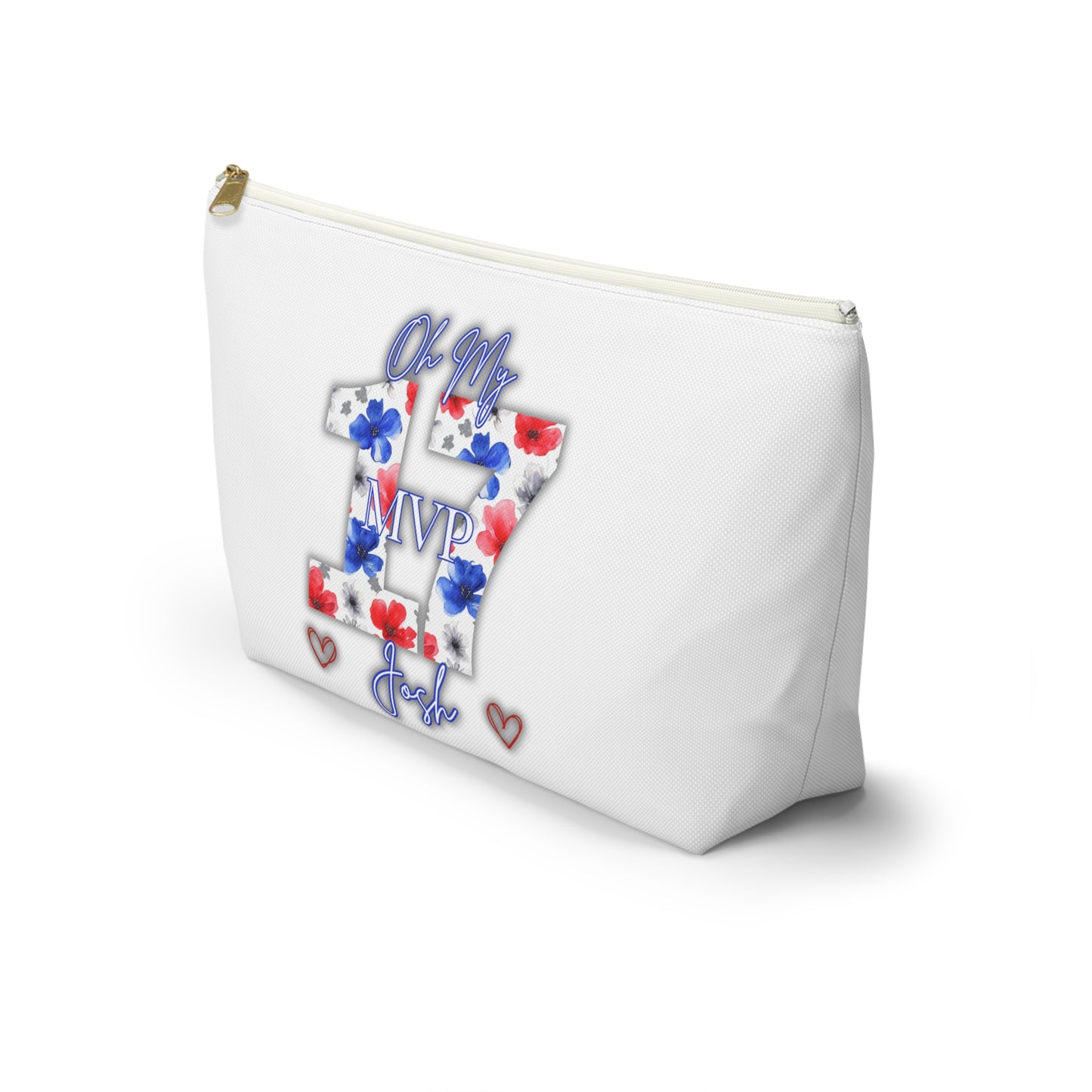 Oh My Josh Buffalo Football Retro Accessory Pouch w T-bottom ~ White