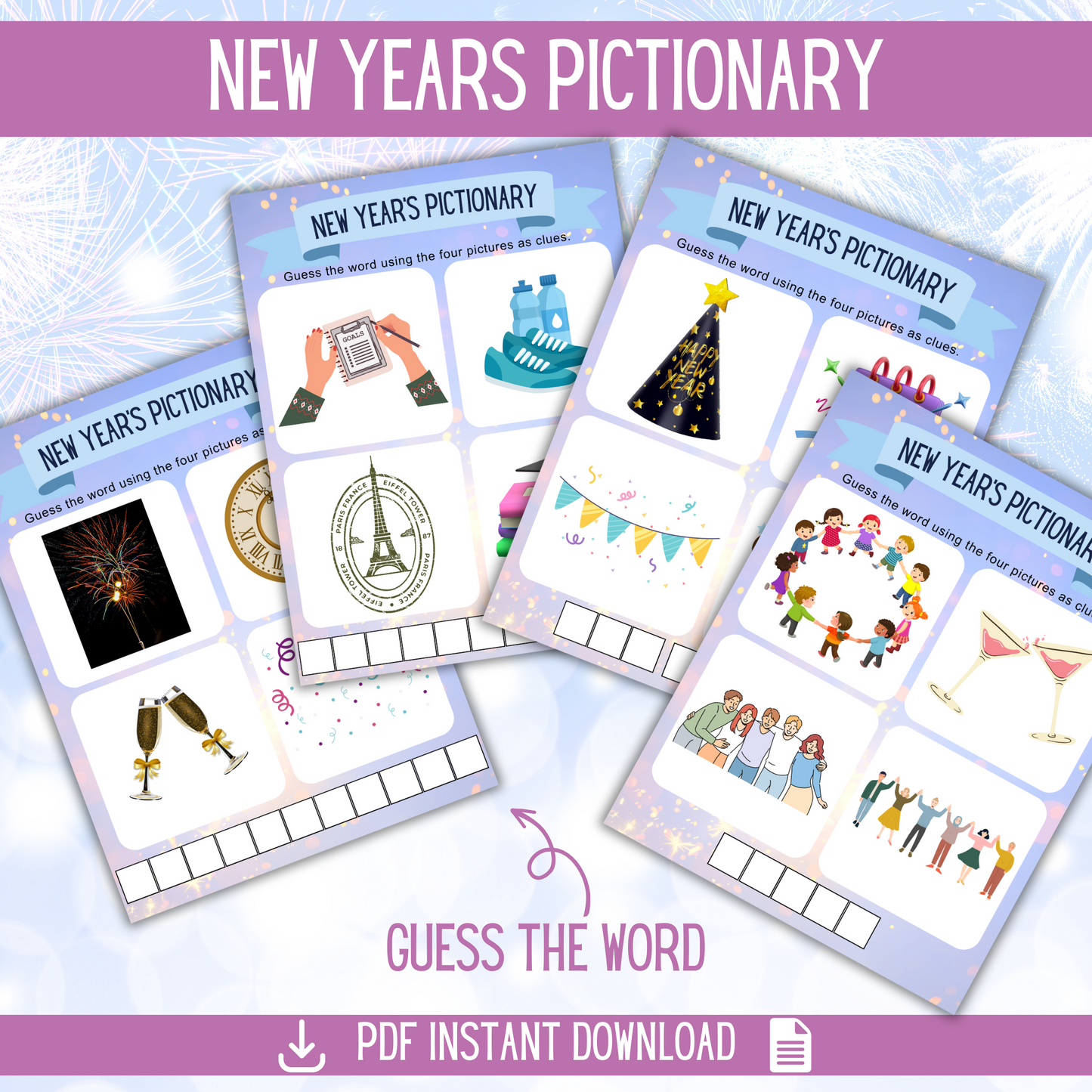 New Years Packet of Games, Coloring and Kids Crafts