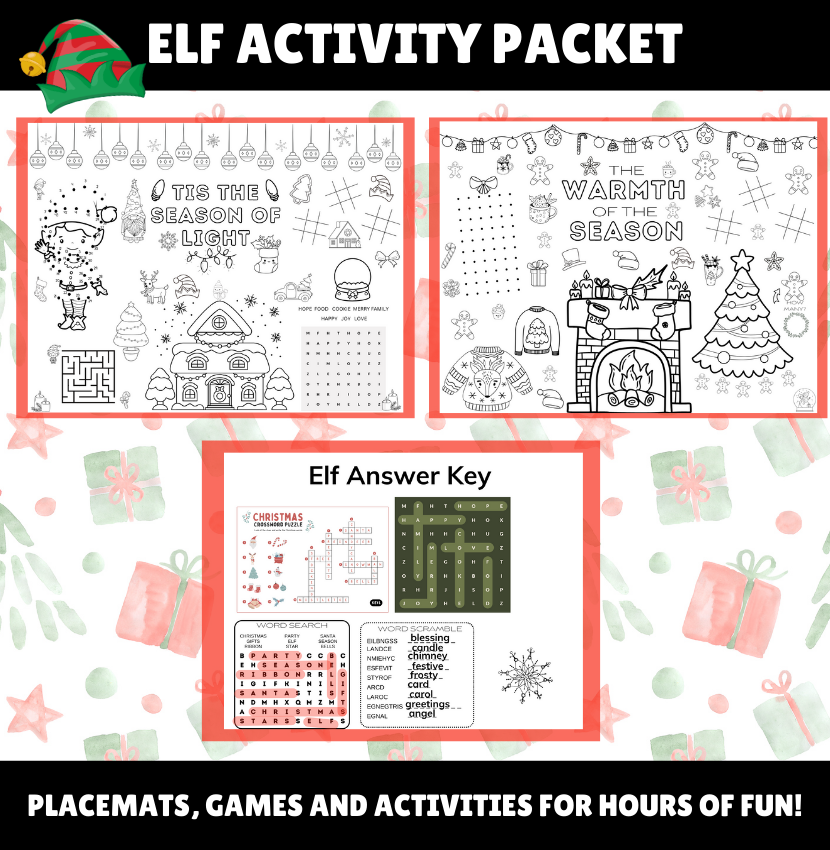Elf on the Shelf Activity Placemats