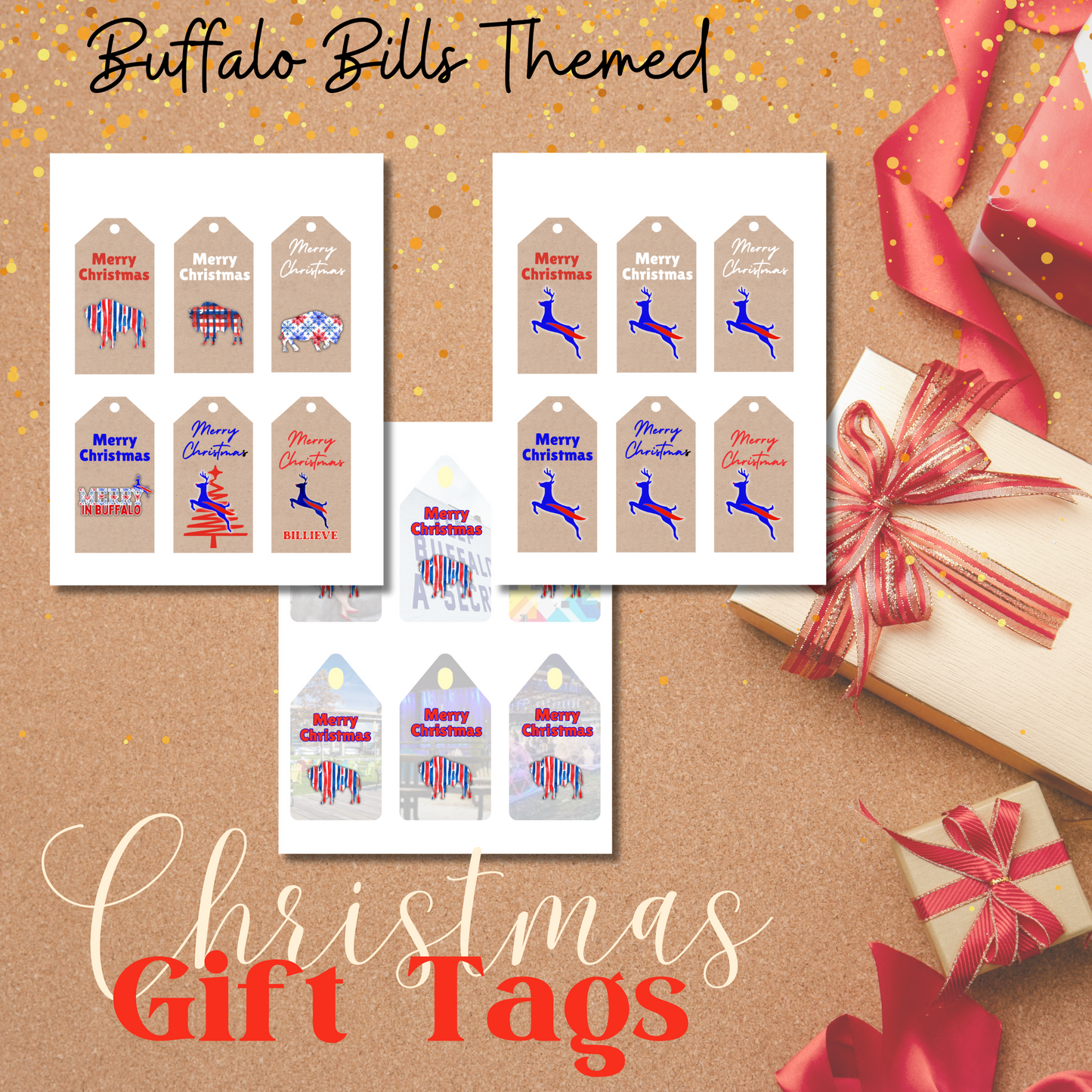 Buffalo Sports Themed Gift Tags
