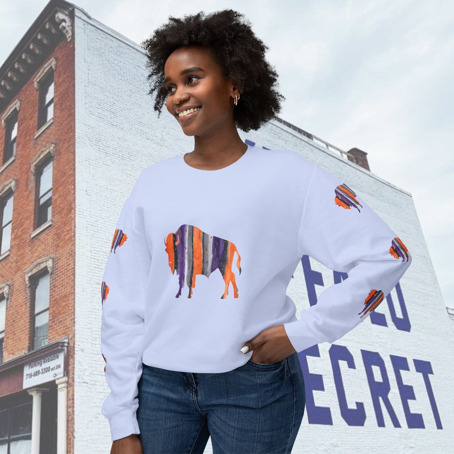 Watercolor Buffalo Bandits Unisex Lightweight Crewneck Sweatshirt