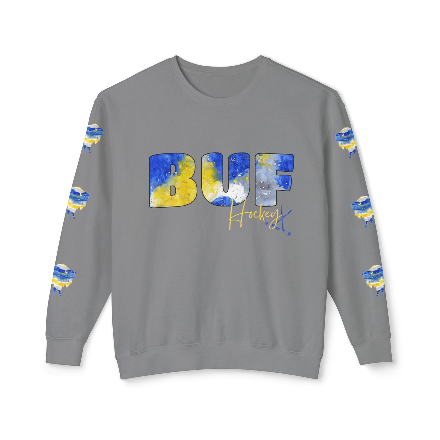 Watercolor BUF Sabres Unisex Lightweight Crewneck Sweatshirt