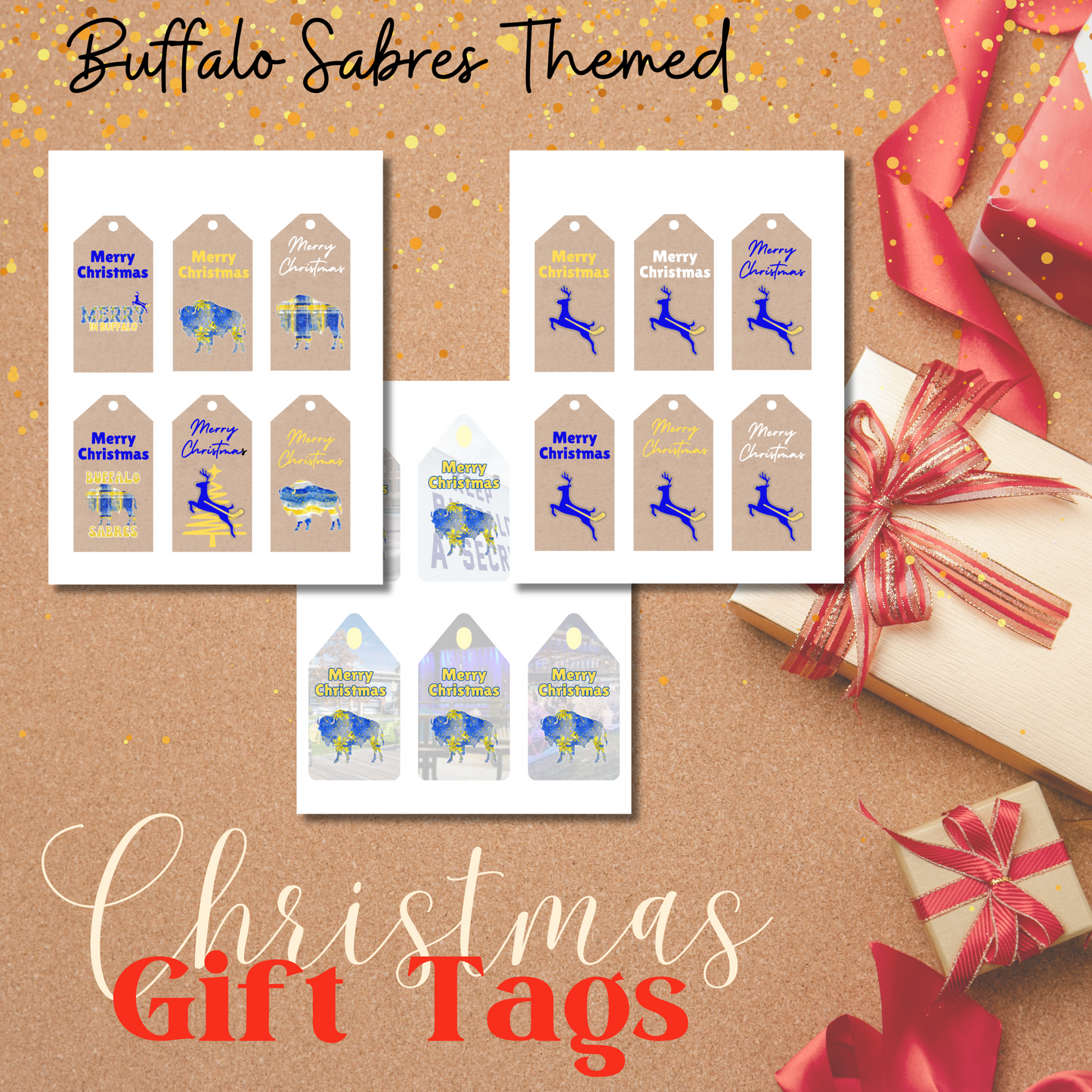 Buffalo Sports Themed Gift Tags