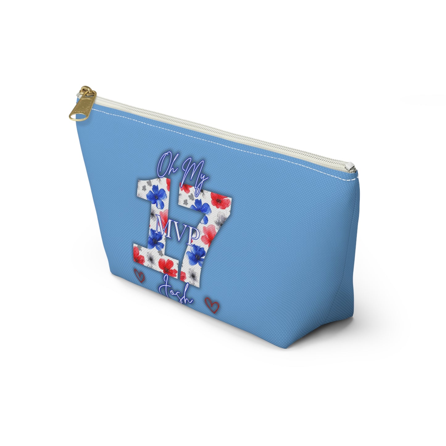 Oh My Josh Buffalo Football Retro Accessory Pouch w T-bottom ~ Baby Blue