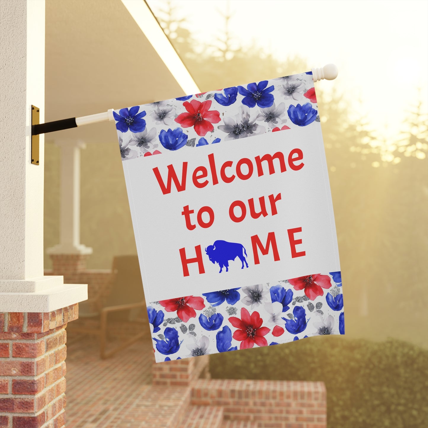 Welcome to Our Home Buffalo Floral Watercolor Design
