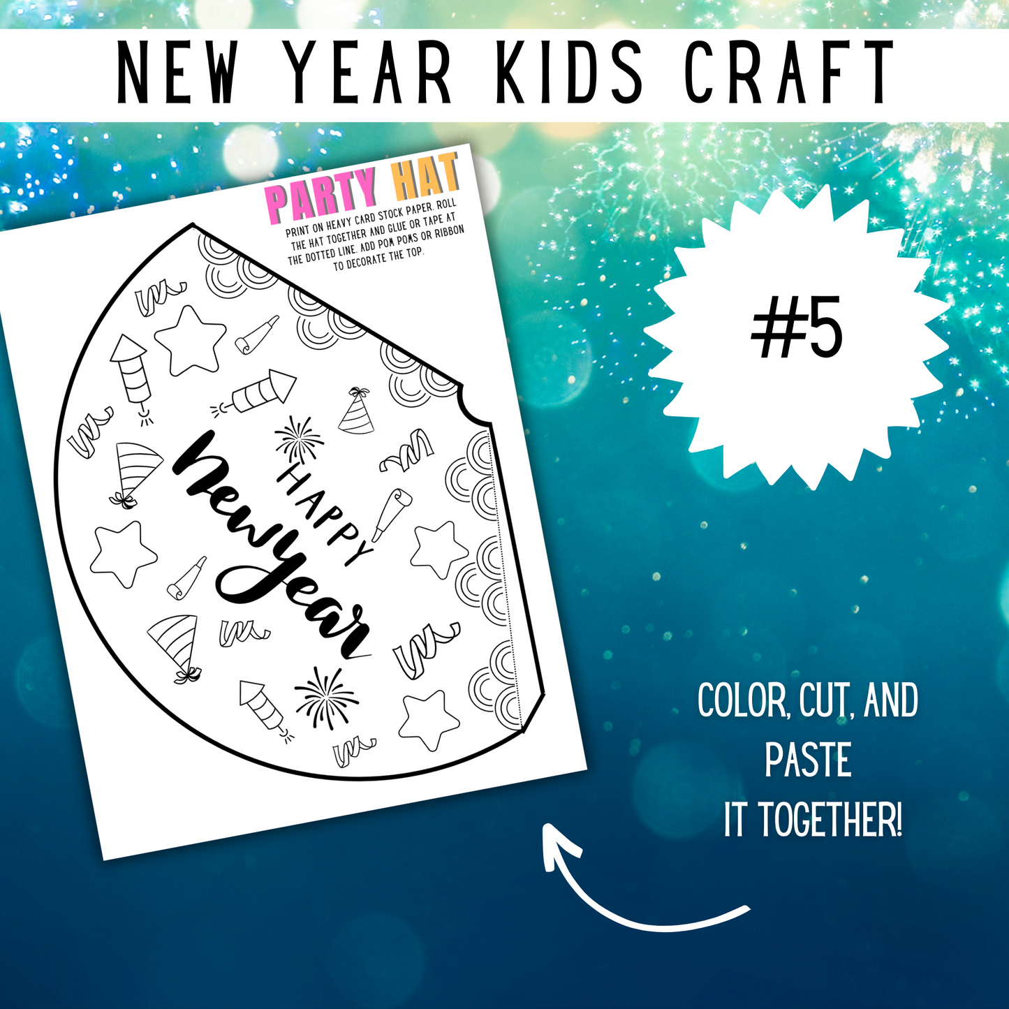 New Years Packet of Games, Coloring and Kids Crafts