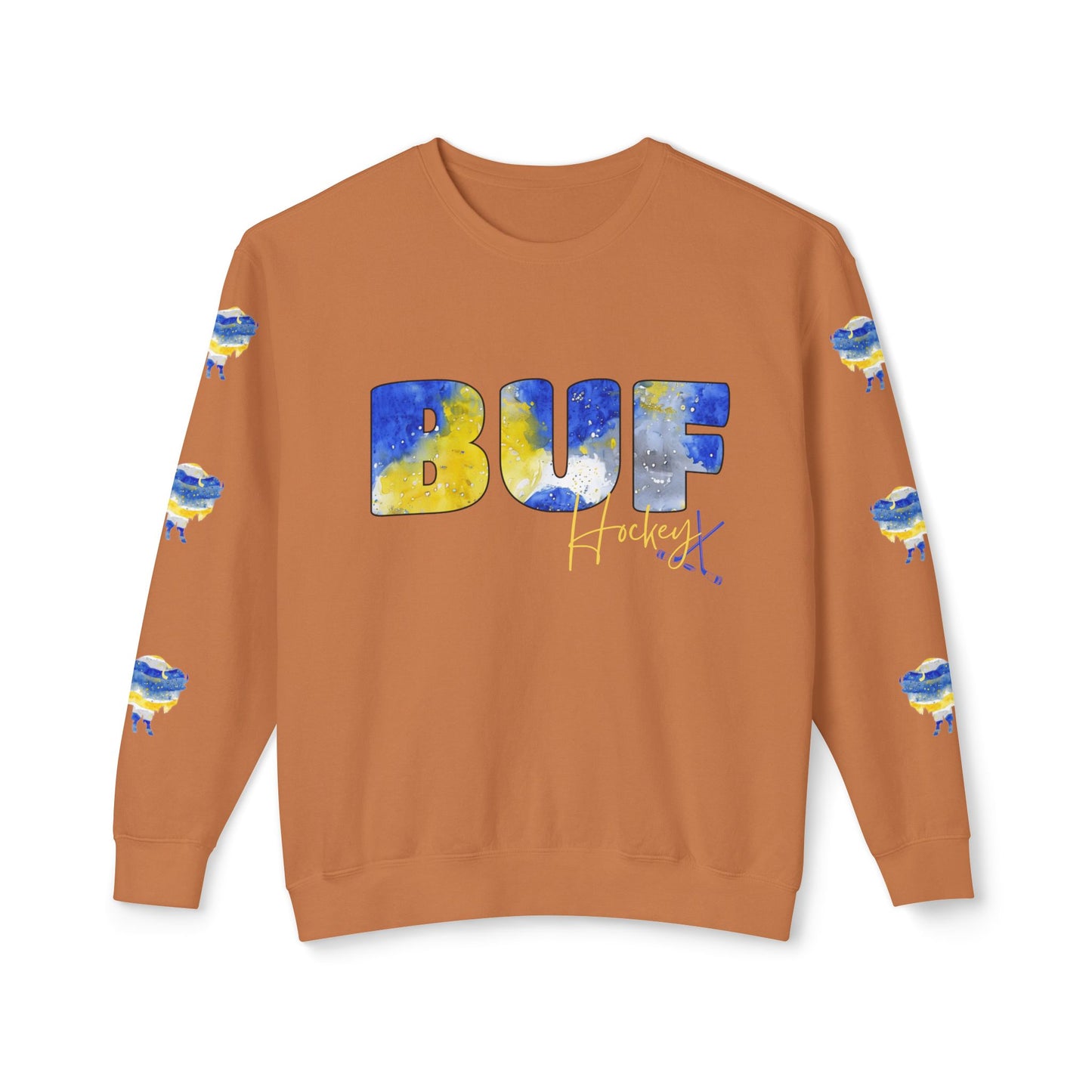 Watercolor BUF Sabres Unisex Lightweight Crewneck Sweatshirt