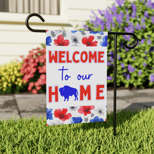 Welcome to Our Home Buffalo Football Floral Watercolor Design