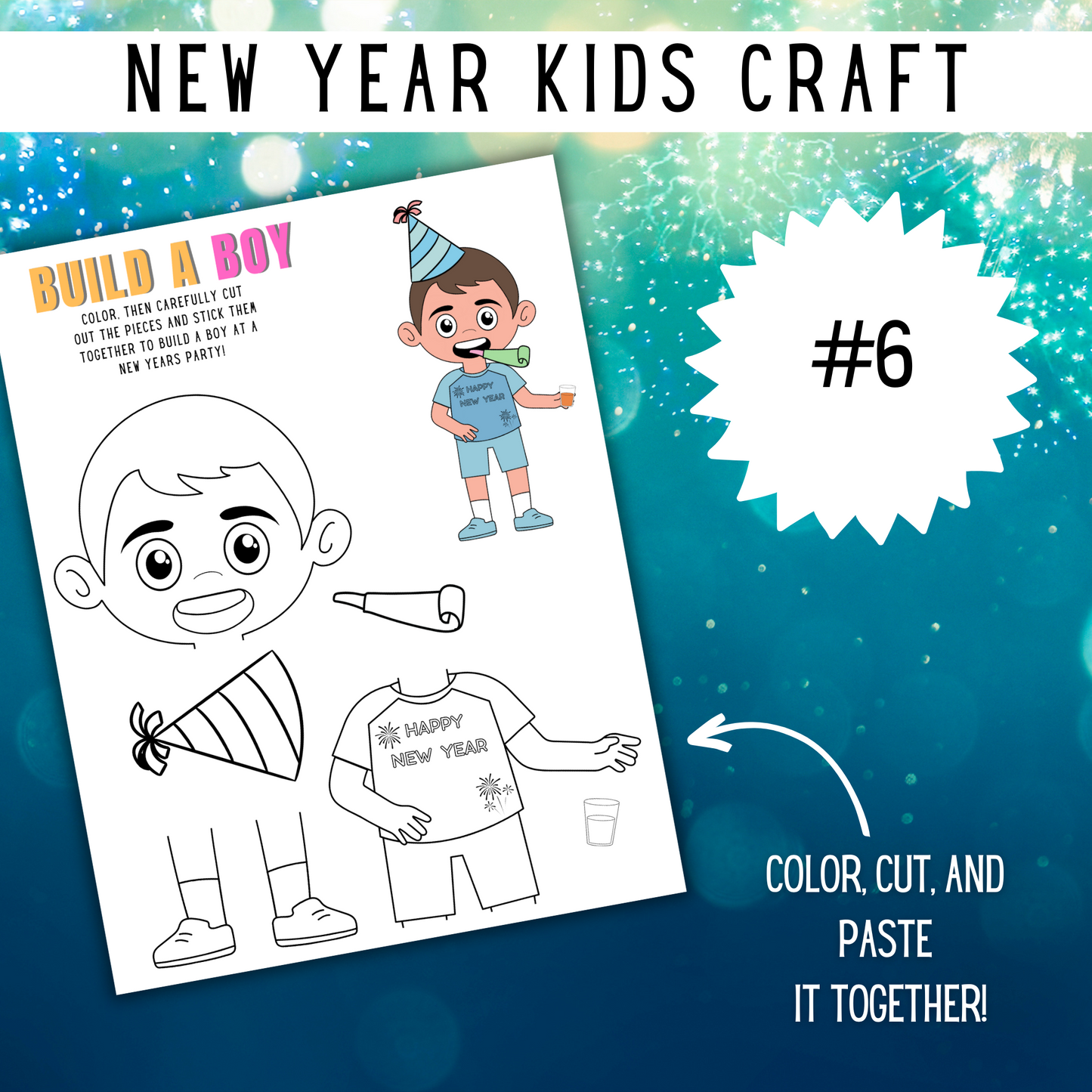 New Years Packet of Games, Coloring and Kids Crafts