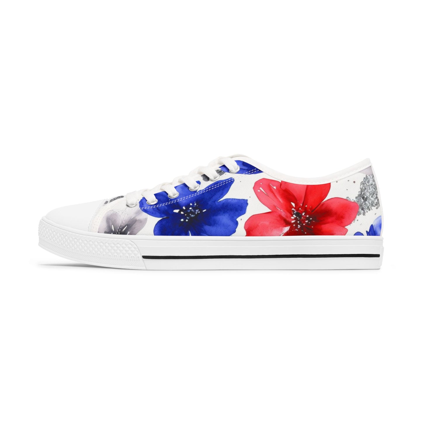 Buffalo Football Watercolor Floral Women's Low Top Sneakers