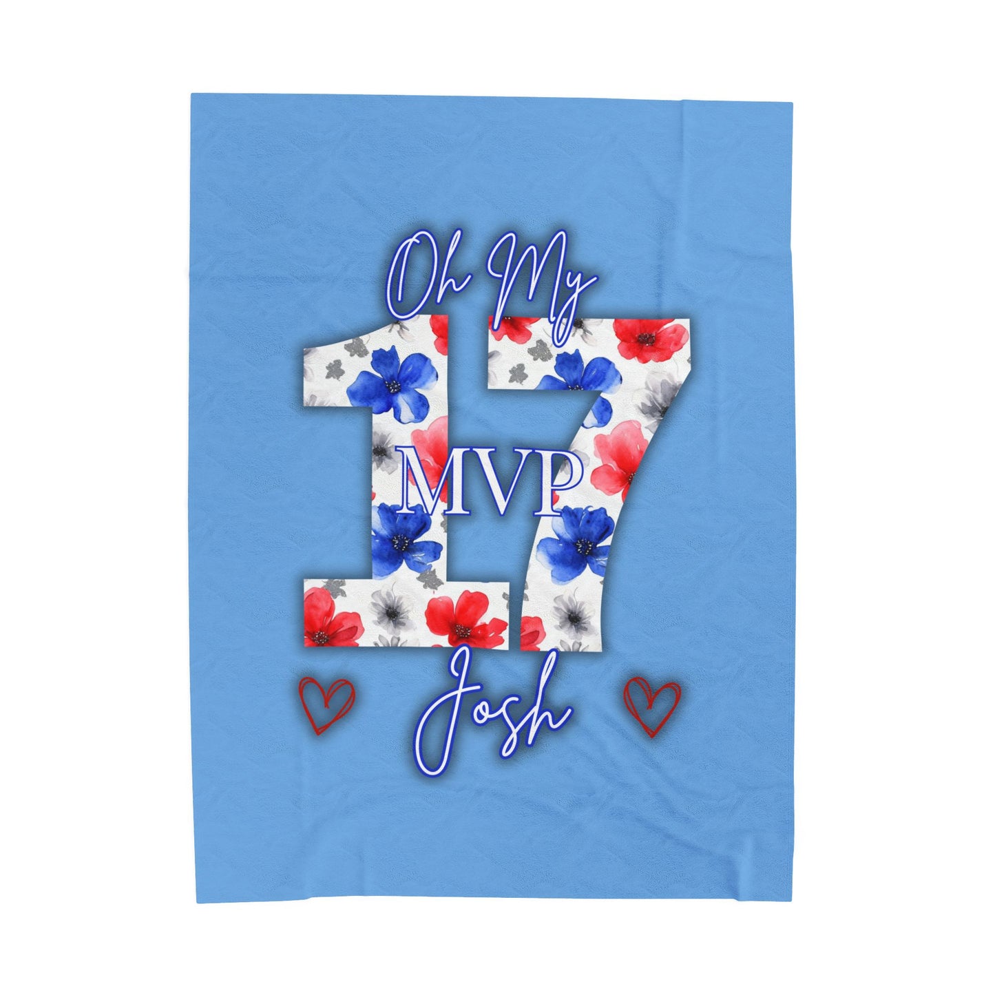 Josh Allen MVP Collection Velveteen Plush Blanket Baby Blue
