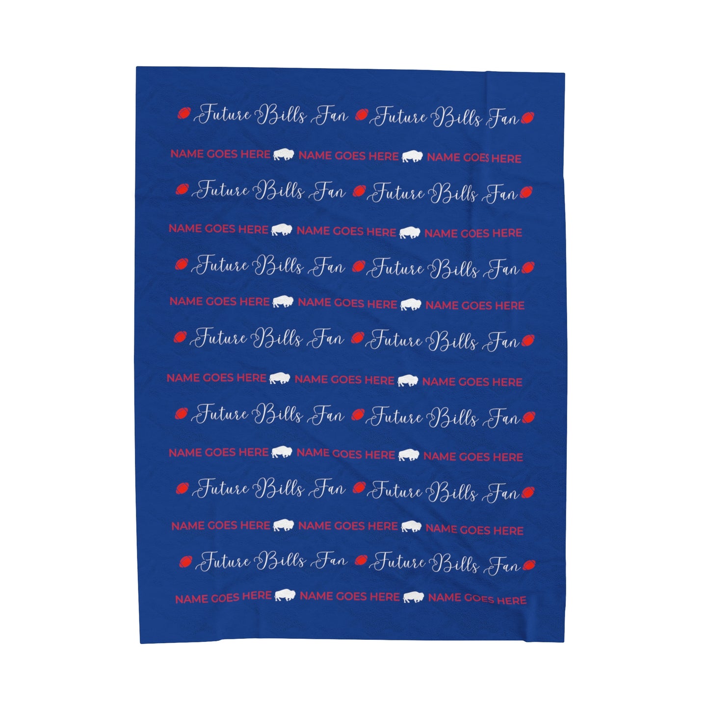 PERSONALIZED FOR FREE WITH BABIES NAME: Red and Blue Future Bills Fan Velveteen Plush Blanket
