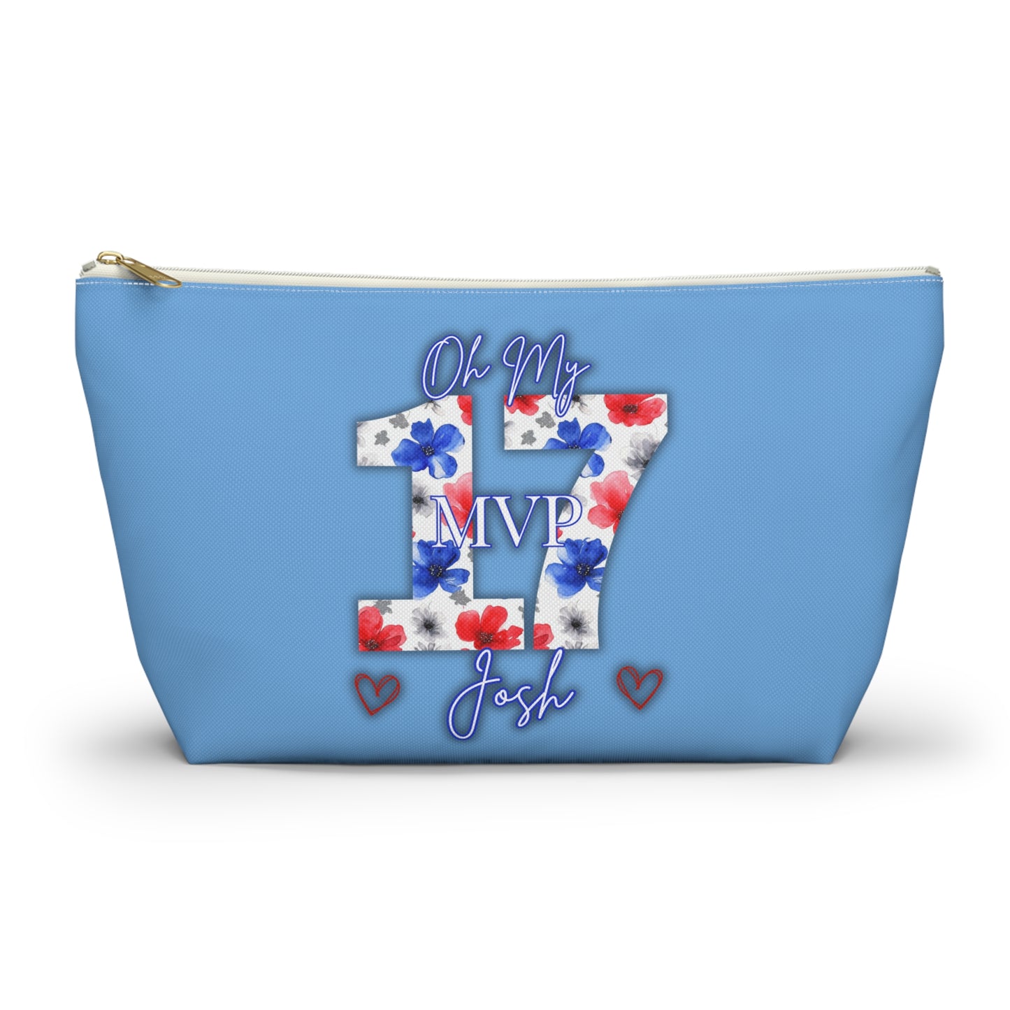 Oh My Josh Buffalo Football Retro Accessory Pouch w T-bottom ~ Baby Blue