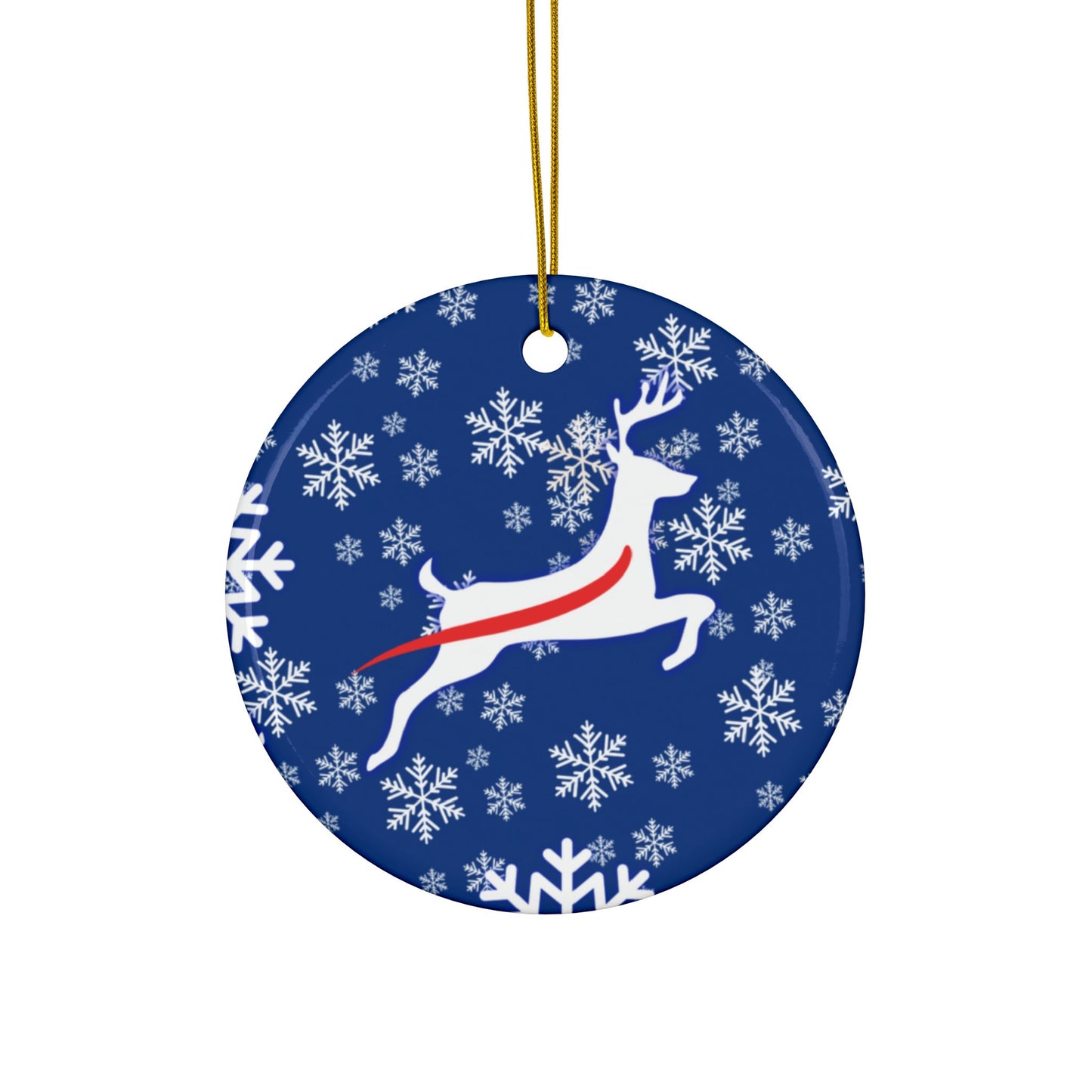 Buffalo Blue Deer Ceramic Ornament: 2-Side Print, Available in (1pc, 3pcs, 5pcs, 10pcs)